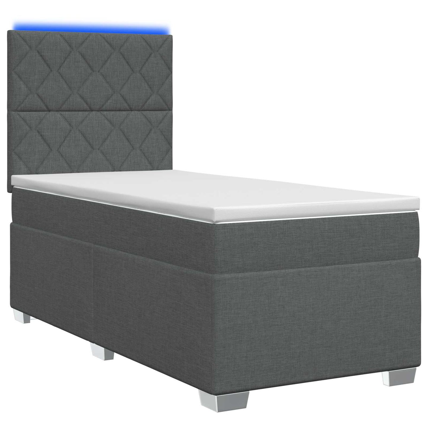 vidaXL Κρεβάτι box spring με στρώμα Σκούρο Γκρι 90 x 200 cm Ύφασμα