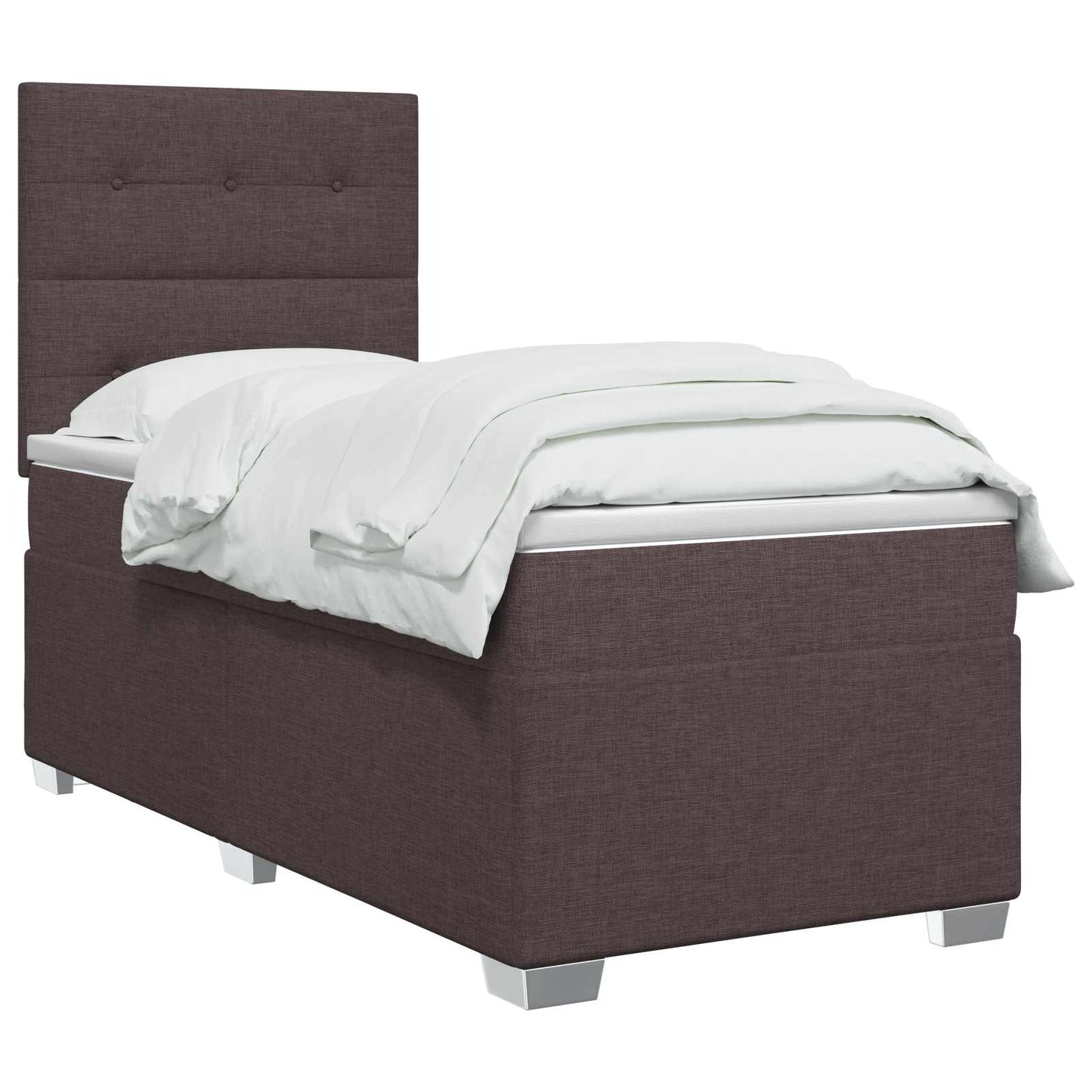 vidaXL Κρεβάτι box spring με στρώμα Σκούρο Καφέ 100 x 200 cm Ύφασμα