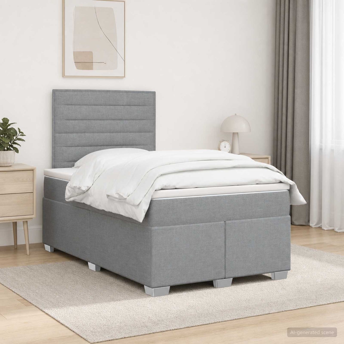 vidaXL Κρεβάτι box spring με στρώμα Ανοιχτό γκρι 120 x 200 cm Ύφασμα