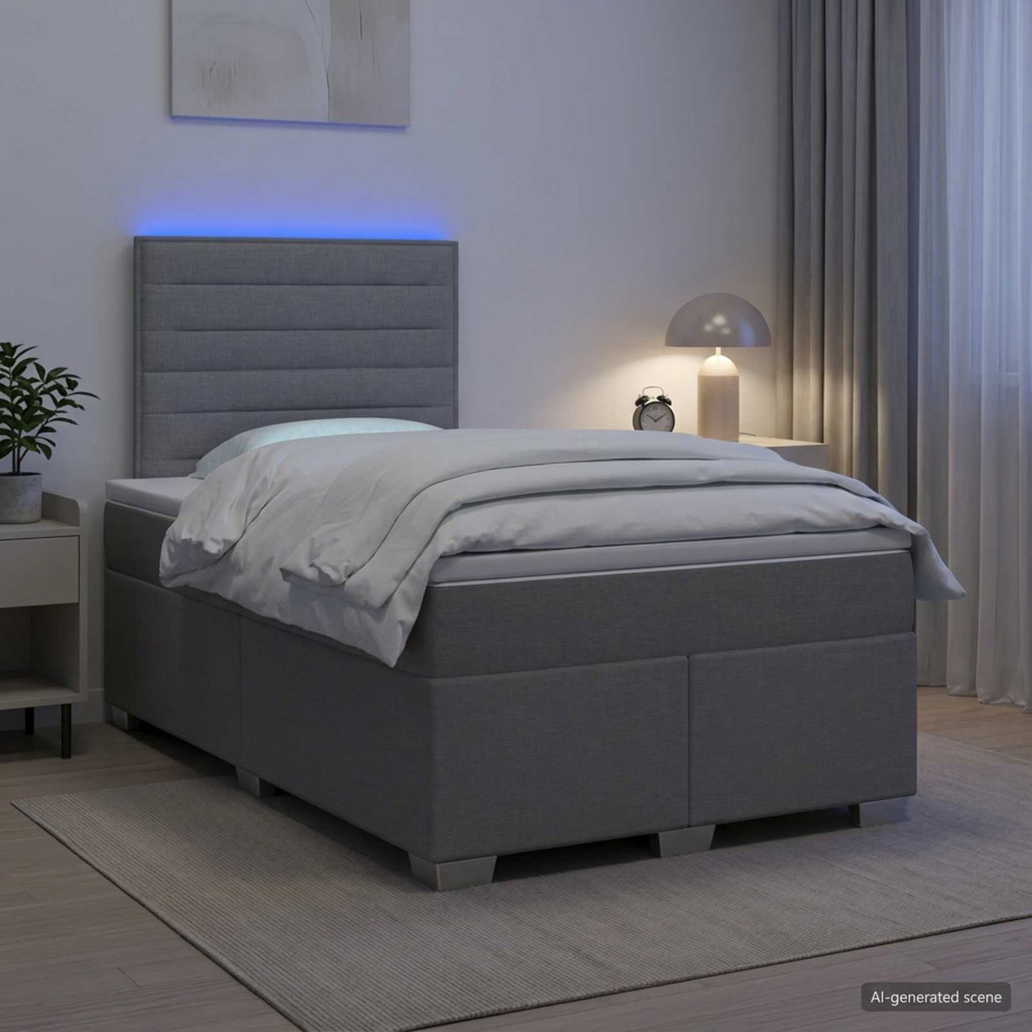 vidaXL Κρεβάτι box spring με στρώμα Ανοιχτό γκρι 120 x 200 cm Ύφασμα