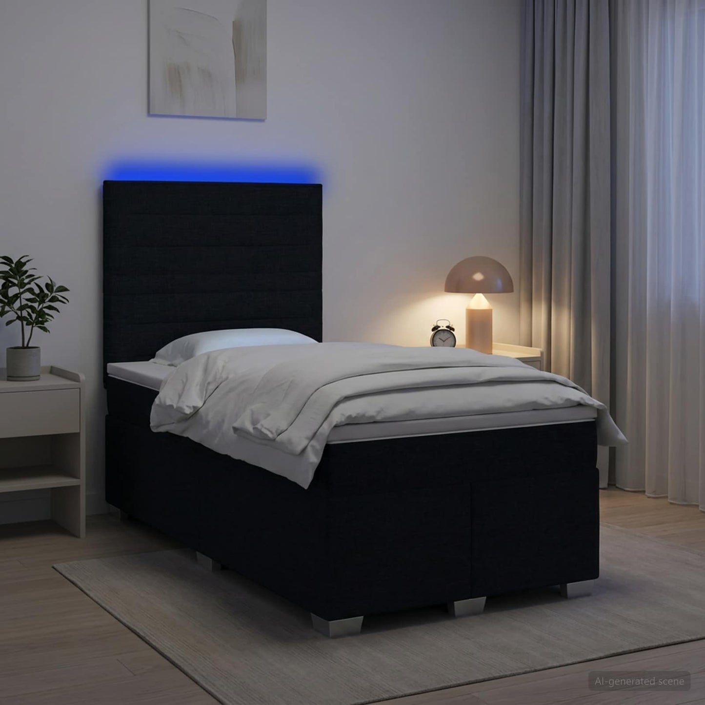 vidaXL Κρεβάτι box spring με στρώμα Μαύρο 120 x 190 cm Ύφασμα