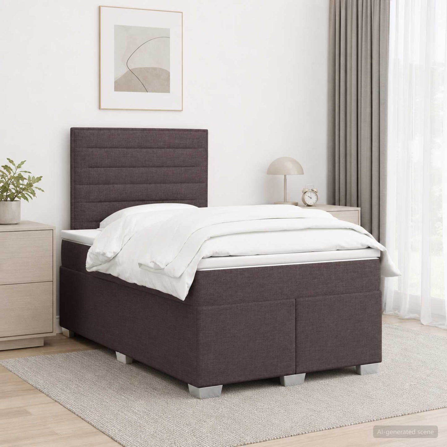 vidaXL Κρεβάτι box spring με στρώμα Σκούρο Καφέ 120 x 190 cm Ύφασμα