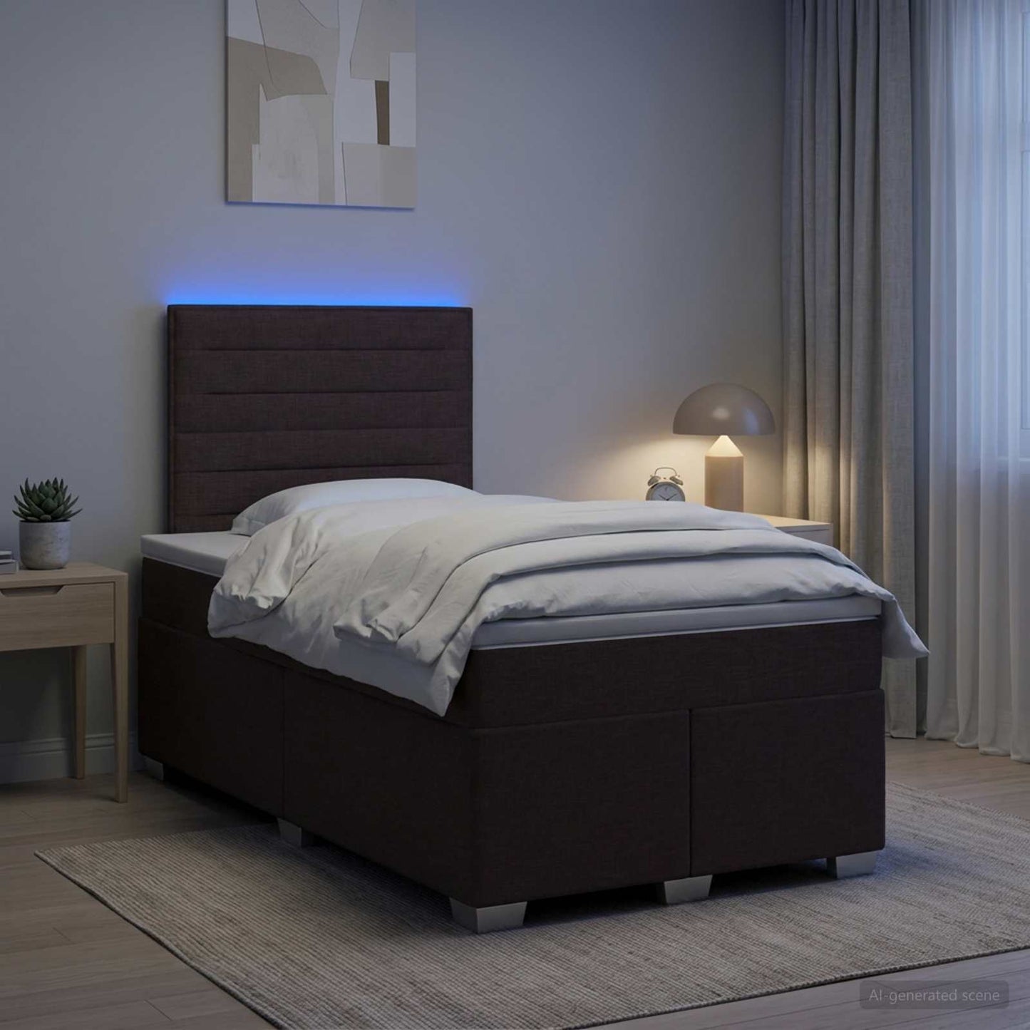 vidaXL Κρεβάτι box spring με στρώμα Σκούρο Καφέ 120 x 200 cm Ύφασμα