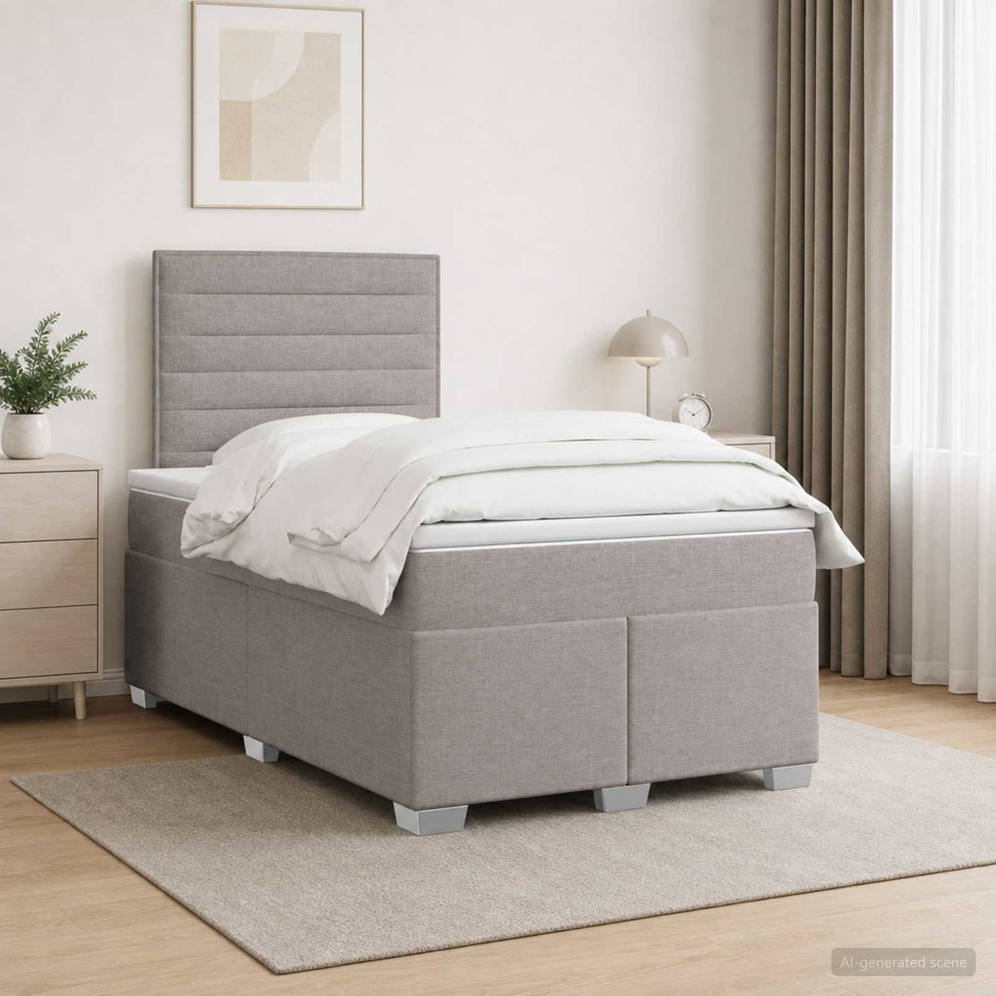 vidaXL Κρεβάτι box spring με στρώμα Taupe 120 x 190 cm Ύφασμα