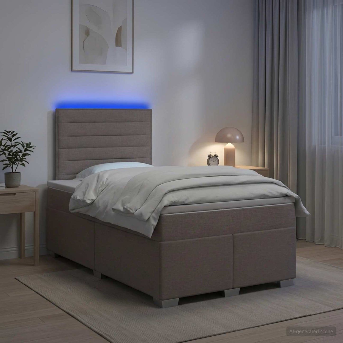 vidaXL Κρεβάτι box spring με στρώμα Taupe 120 x 200 cm Ύφασμα
