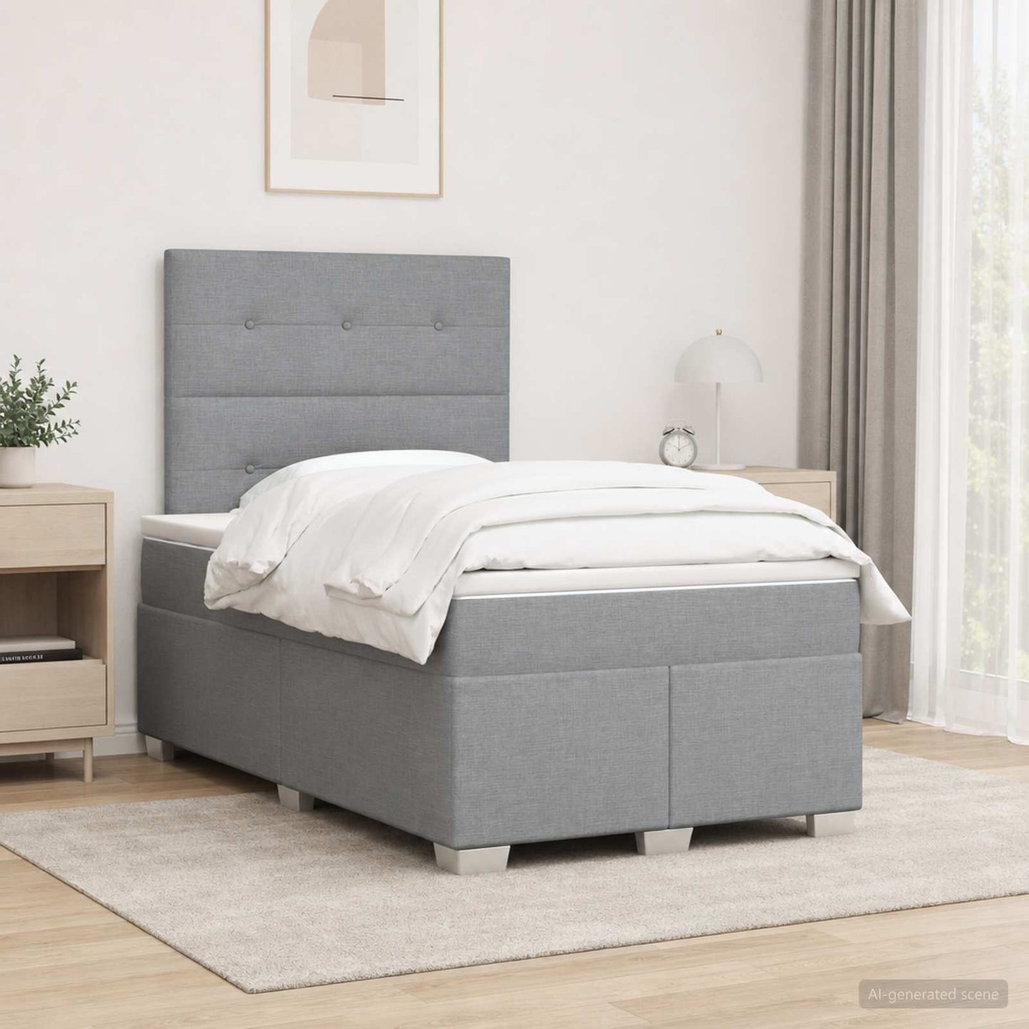 vidaXL Κρεβάτι box spring με στρώμα Ανοιχτό γκρι 120 x 200 cm Ύφασμα