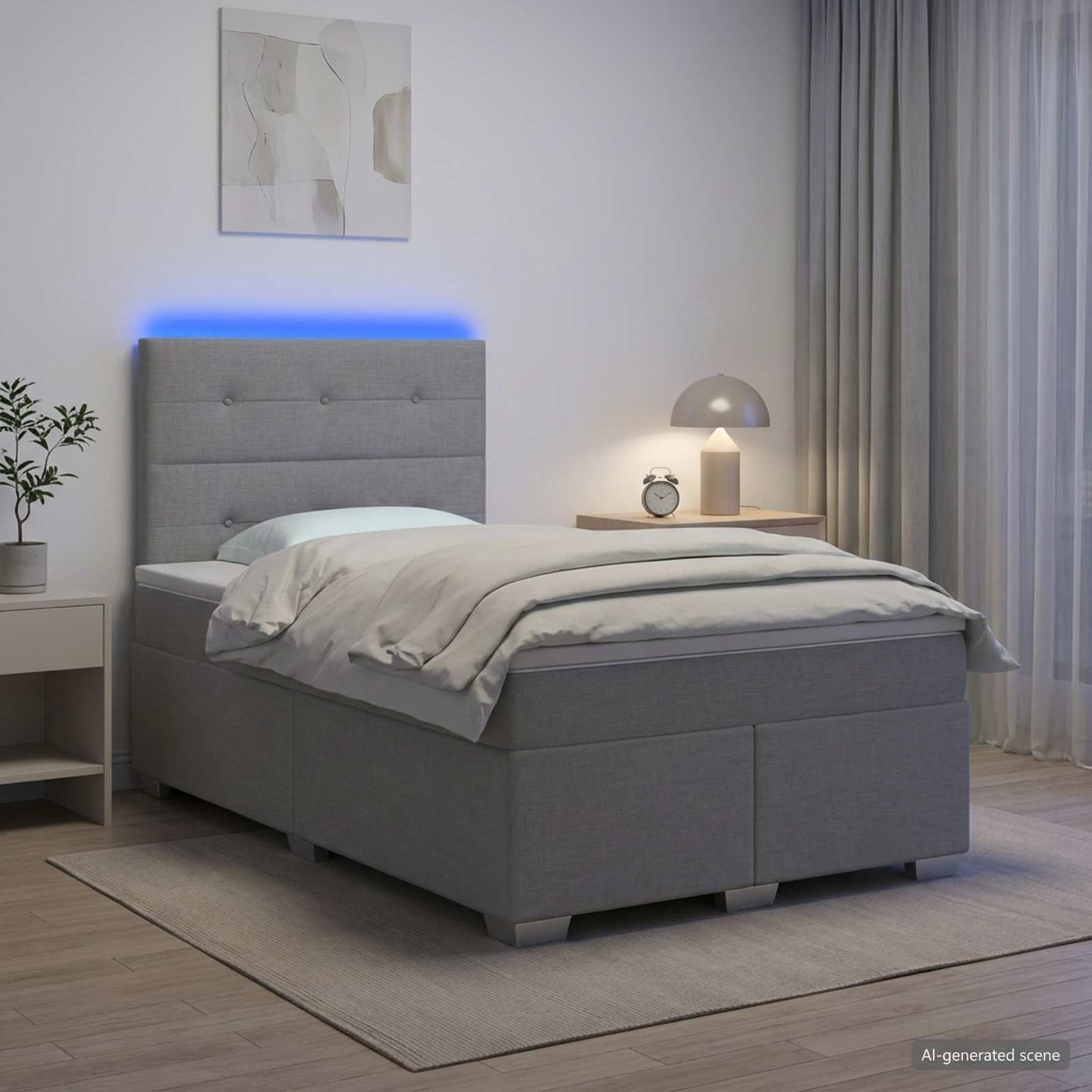 vidaXL Κρεβάτι box spring με στρώμα Ανοιχτό γκρι 120 x 190 cm Ύφασμα