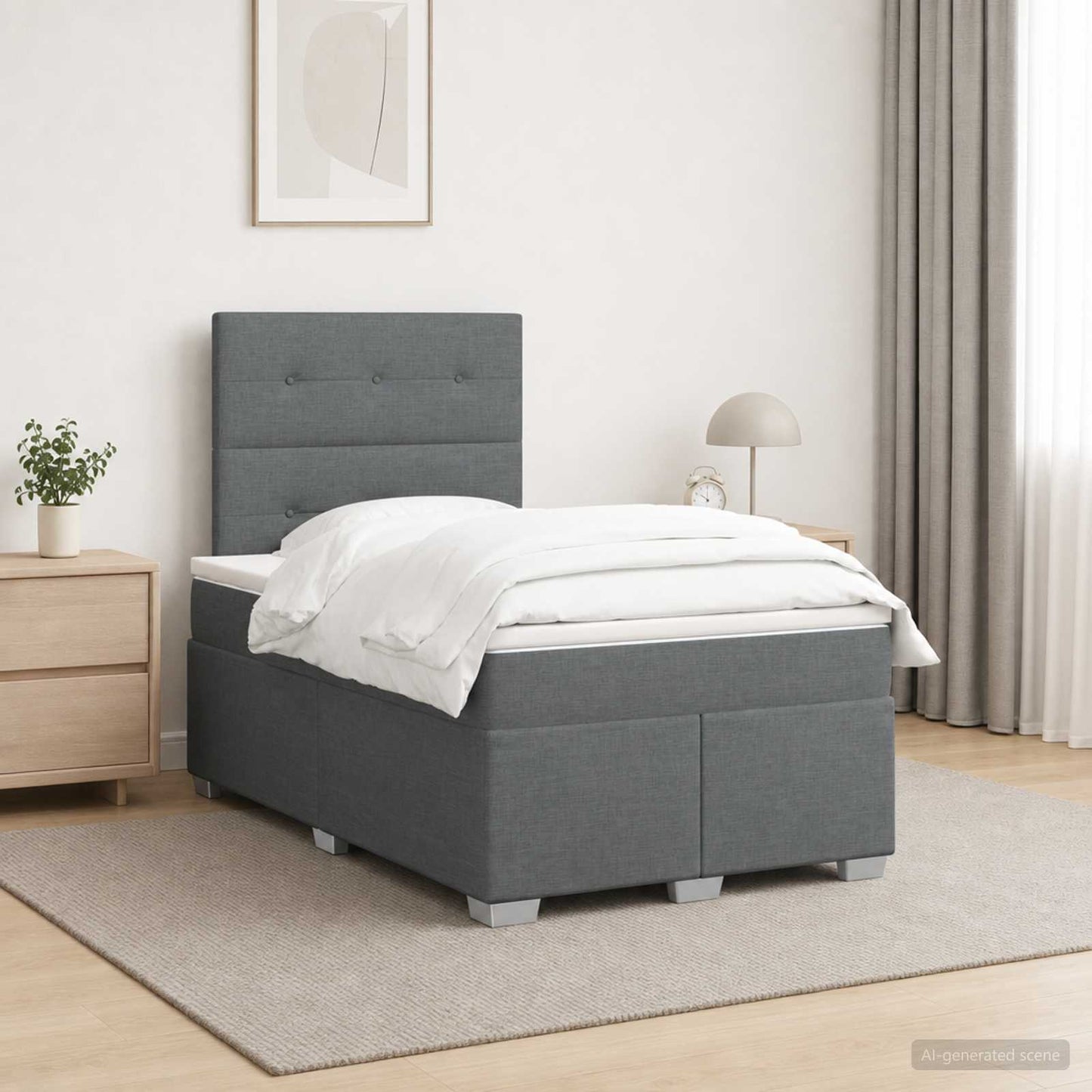 vidaXL Κρεβάτι box spring με στρώμα Σκούρο Γκρι 120 x 200 cm Ύφασμα