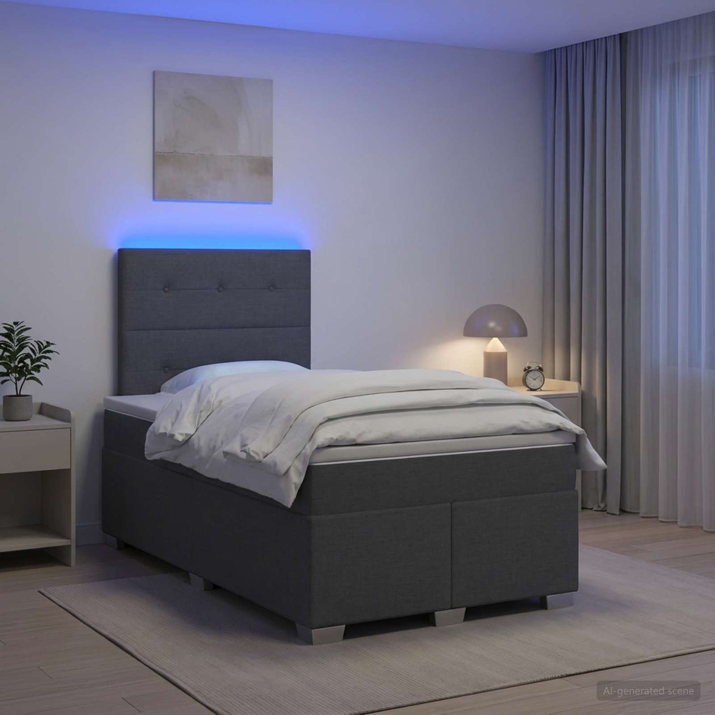 vidaXL Κρεβάτι box spring με στρώμα Σκούρο Γκρι 120 x 200 cm Ύφασμα