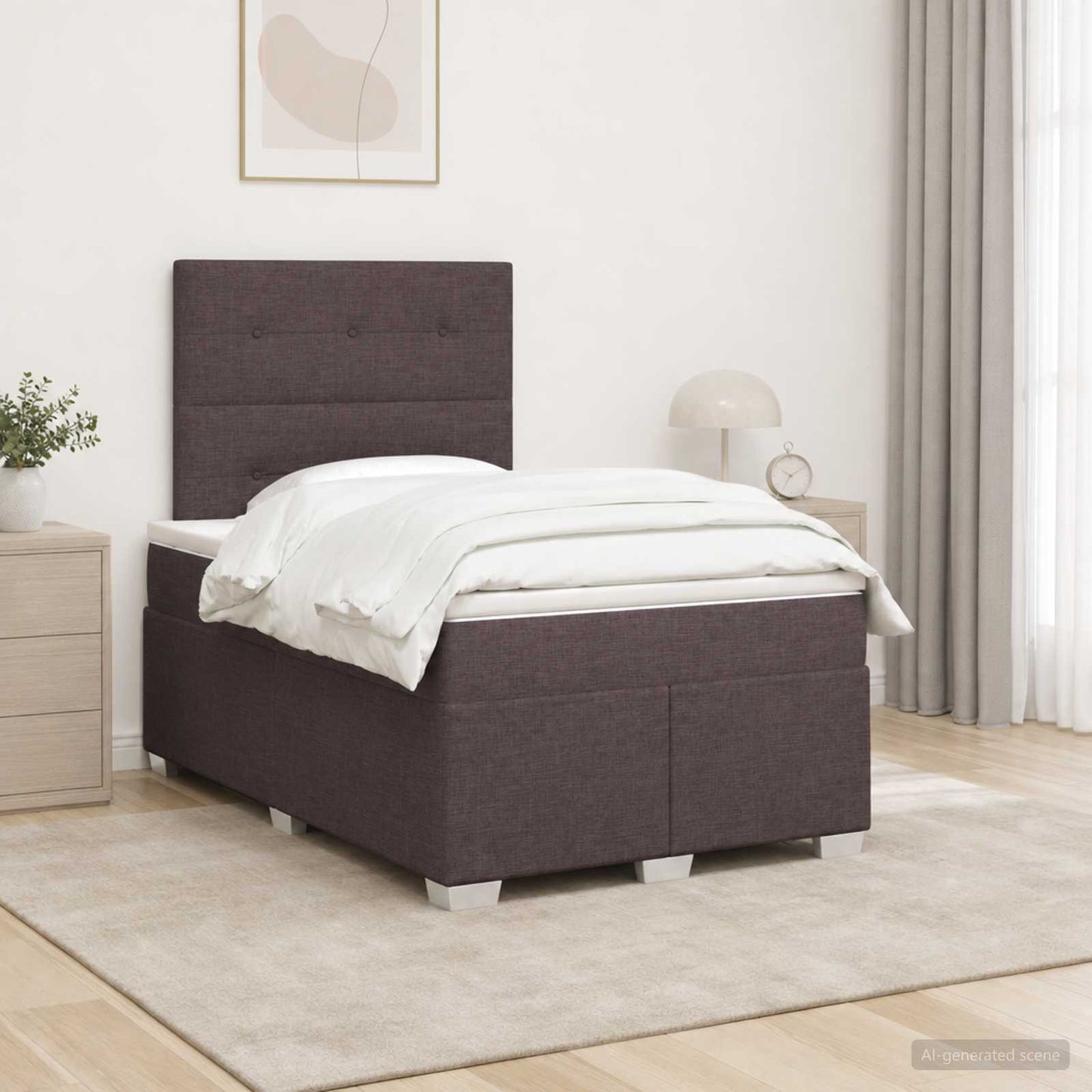 vidaXL Κρεβάτι box spring με στρώμα Σκούρο Καφέ 120 x 190 cm Ύφασμα