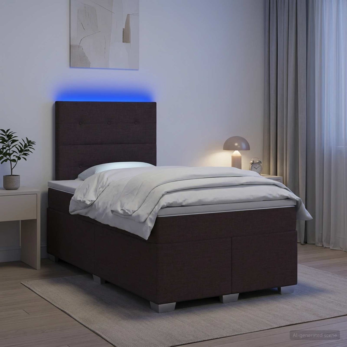 vidaXL Κρεβάτι box spring με στρώμα Σκούρο Καφέ 120 x 200 cm Ύφασμα