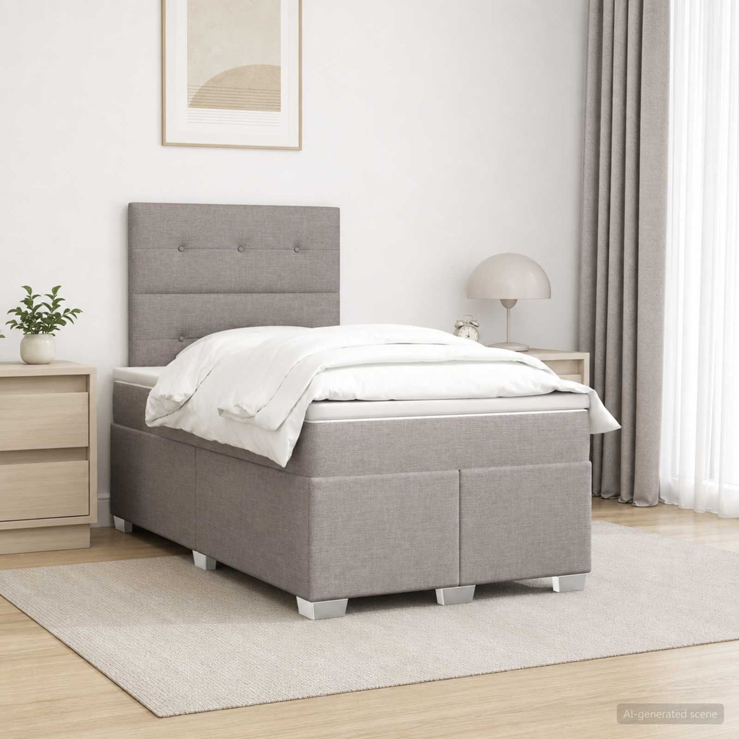 vidaXL Κρεβάτι box spring με στρώμα Taupe 120 x 200 cm Ύφασμα