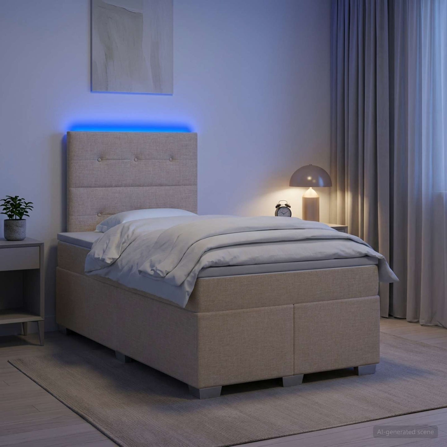 vidaXL Κρεβάτι box spring με στρώμα Κρεμ 120 x 200 cm Ύφασμα