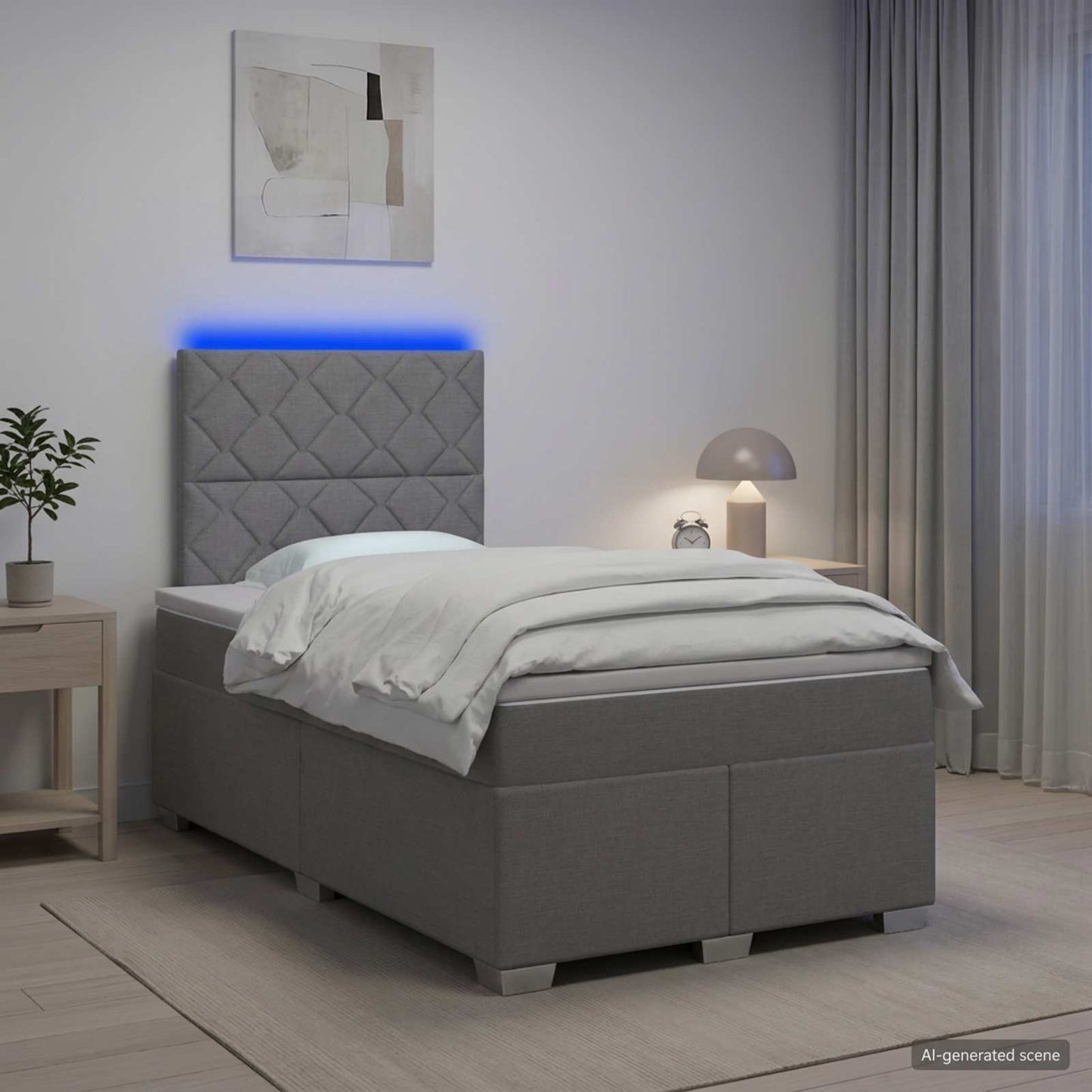 vidaXL Κρεβάτι box spring με στρώμα Ανοιχτό γκρι 120 x 190 cm Ύφασμα