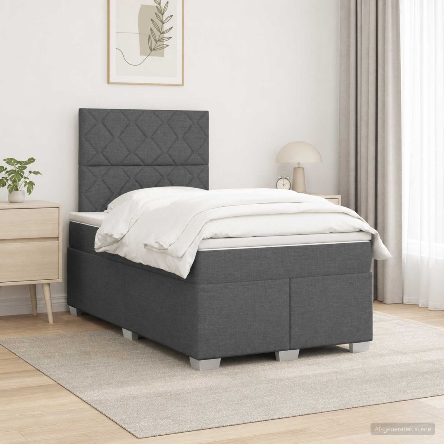 vidaXL Κρεβάτι box spring με στρώμα Σκούρο Γκρι 120 x 190 cm Ύφασμα