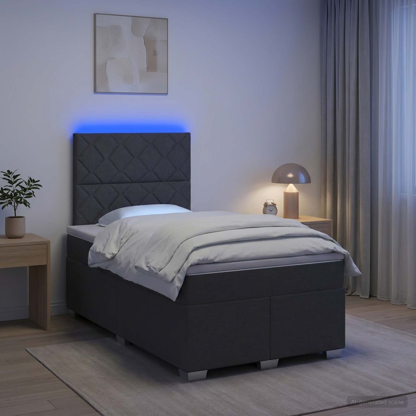 vidaXL Κρεβάτι box spring με στρώμα Σκούρο Γκρι 120 x 190 cm Ύφασμα
