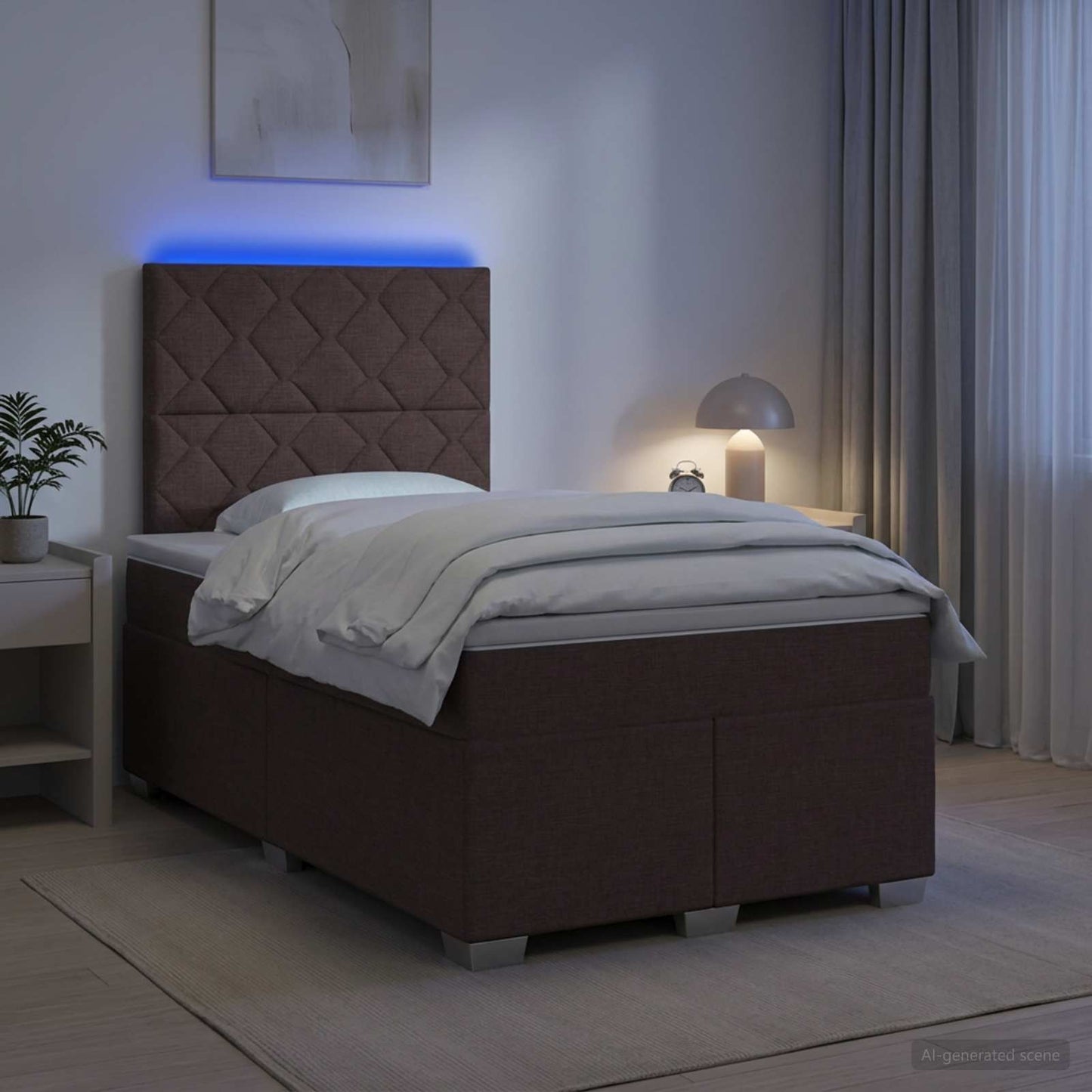 vidaXL Κρεβάτι box spring με στρώμα Σκούρο Καφέ 120 x 190 cm Ύφασμα