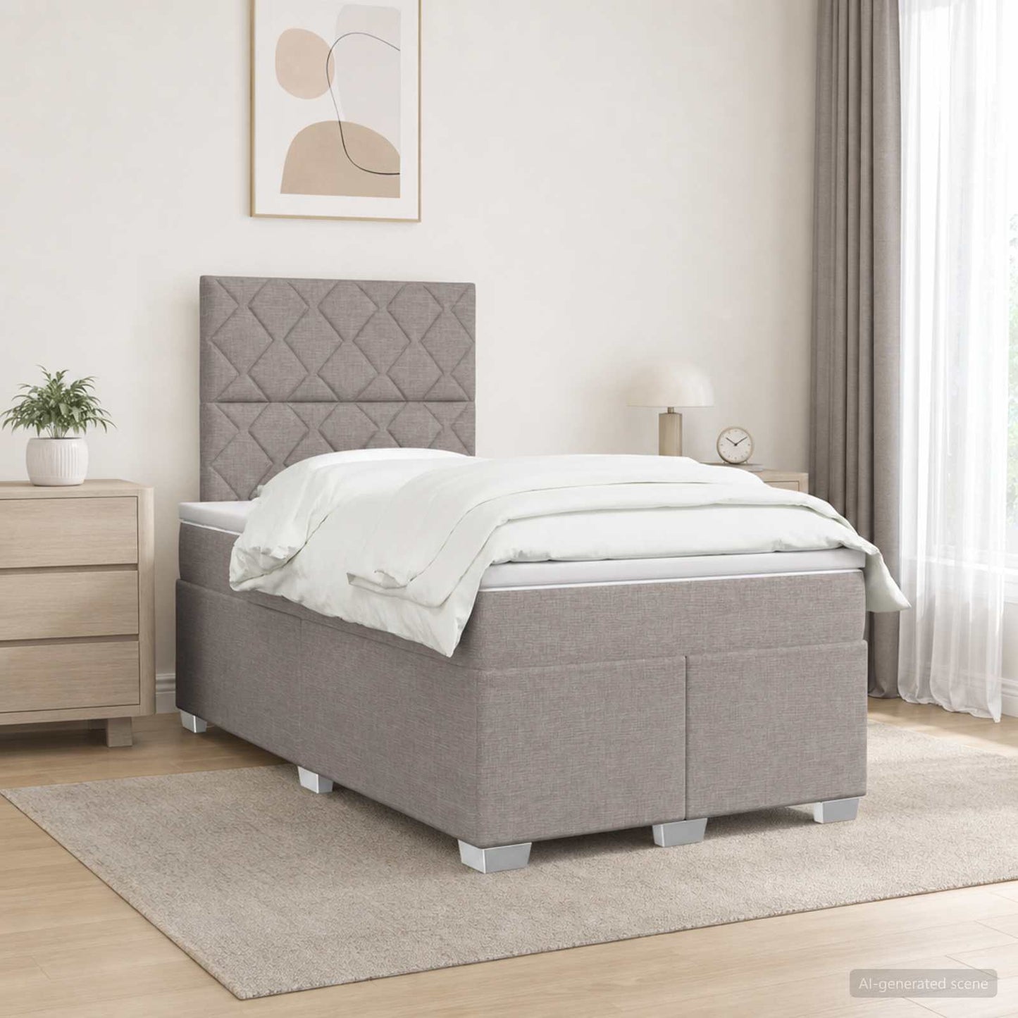 vidaXL Κρεβάτι box spring με στρώμα Taupe 120 x 200 cm Ύφασμα