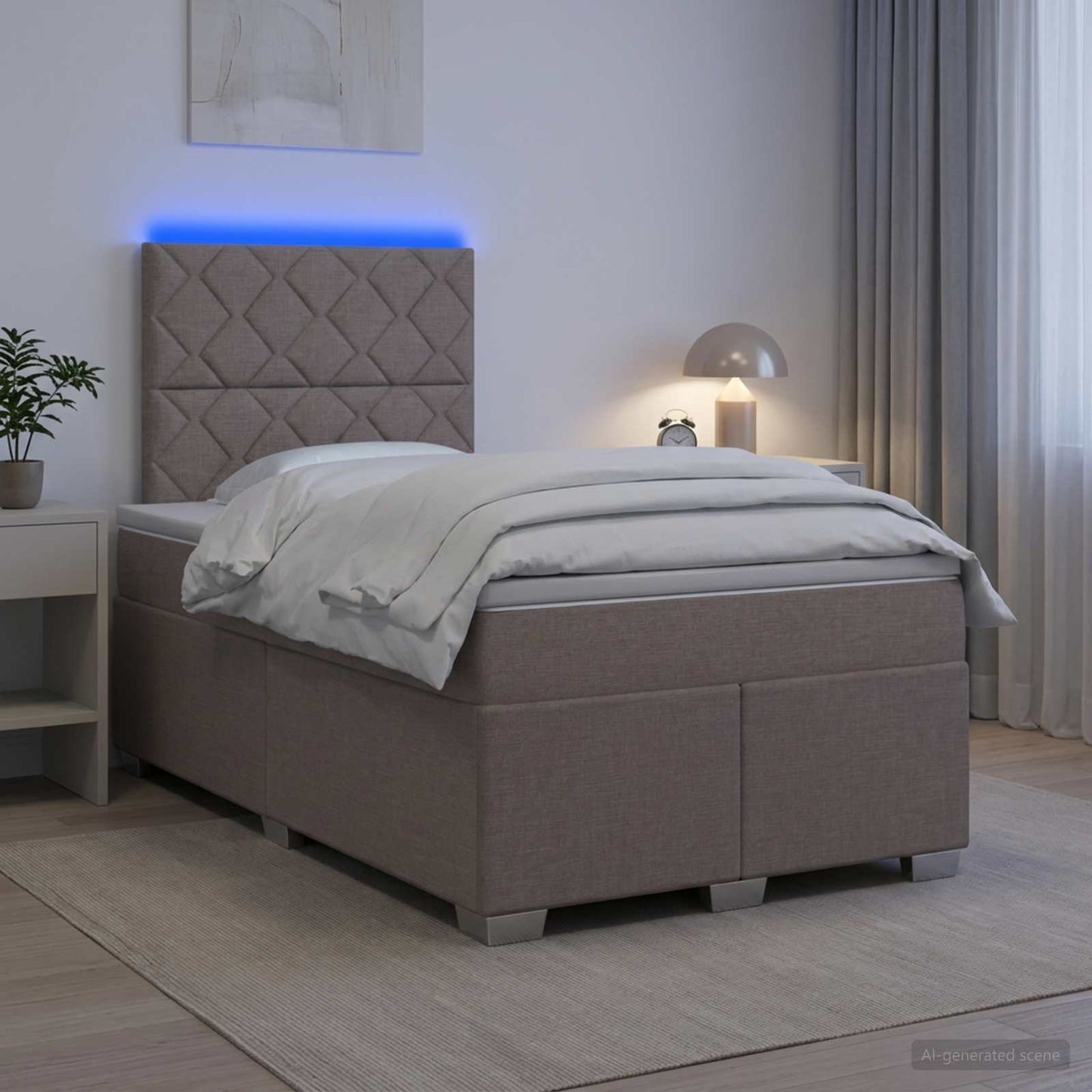 vidaXL Κρεβάτι box spring με στρώμα Taupe 120 x 190 cm Ύφασμα