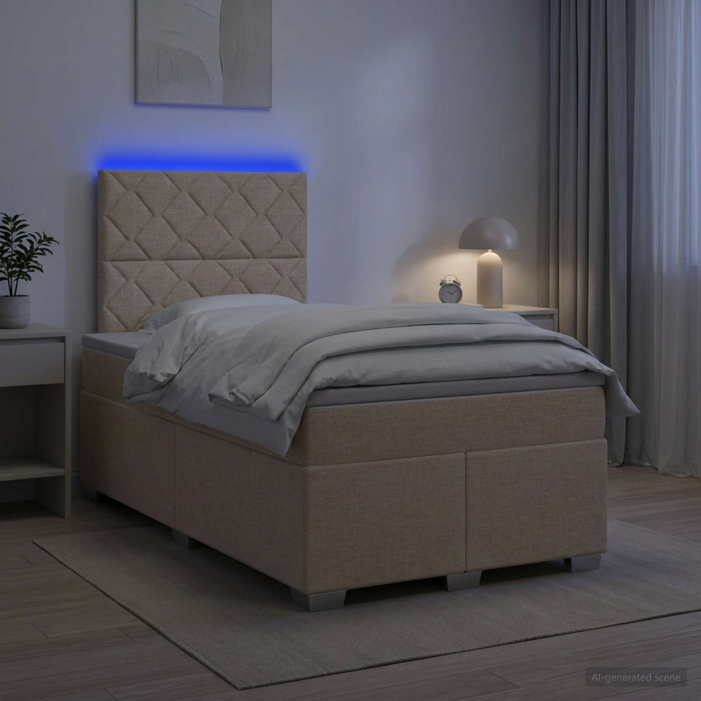 vidaXL Κρεβάτι box spring με στρώμα Κρεμ 120 x 200 cm Ύφασμα