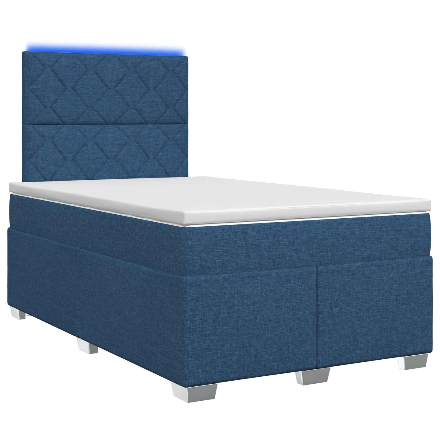 vidaXL Κρεβάτι box spring με στρώμα Μπλε 120 x 190 cm Ύφασμα