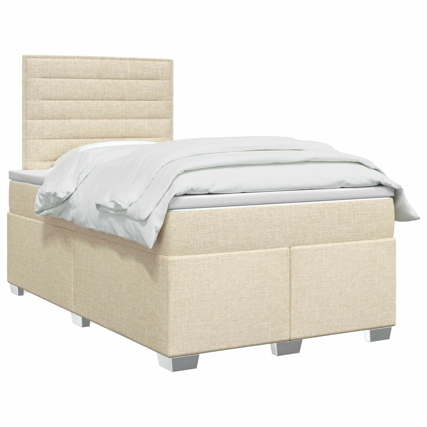 vidaXL Κρεβάτι box spring με στρώμα Κρεμ 120 x 200 cm Ύφασμα