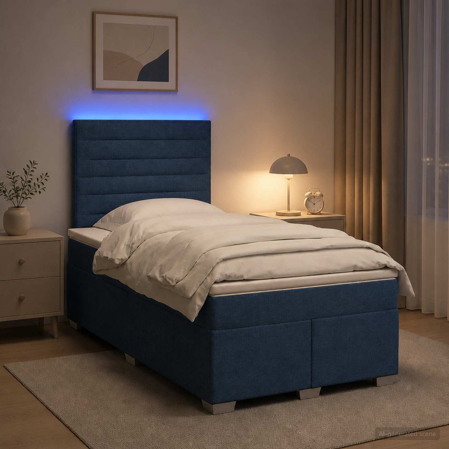 vidaXL Κρεβάτι box spring με στρώμα Μπλε 120 x 200 cm Ύφασμα