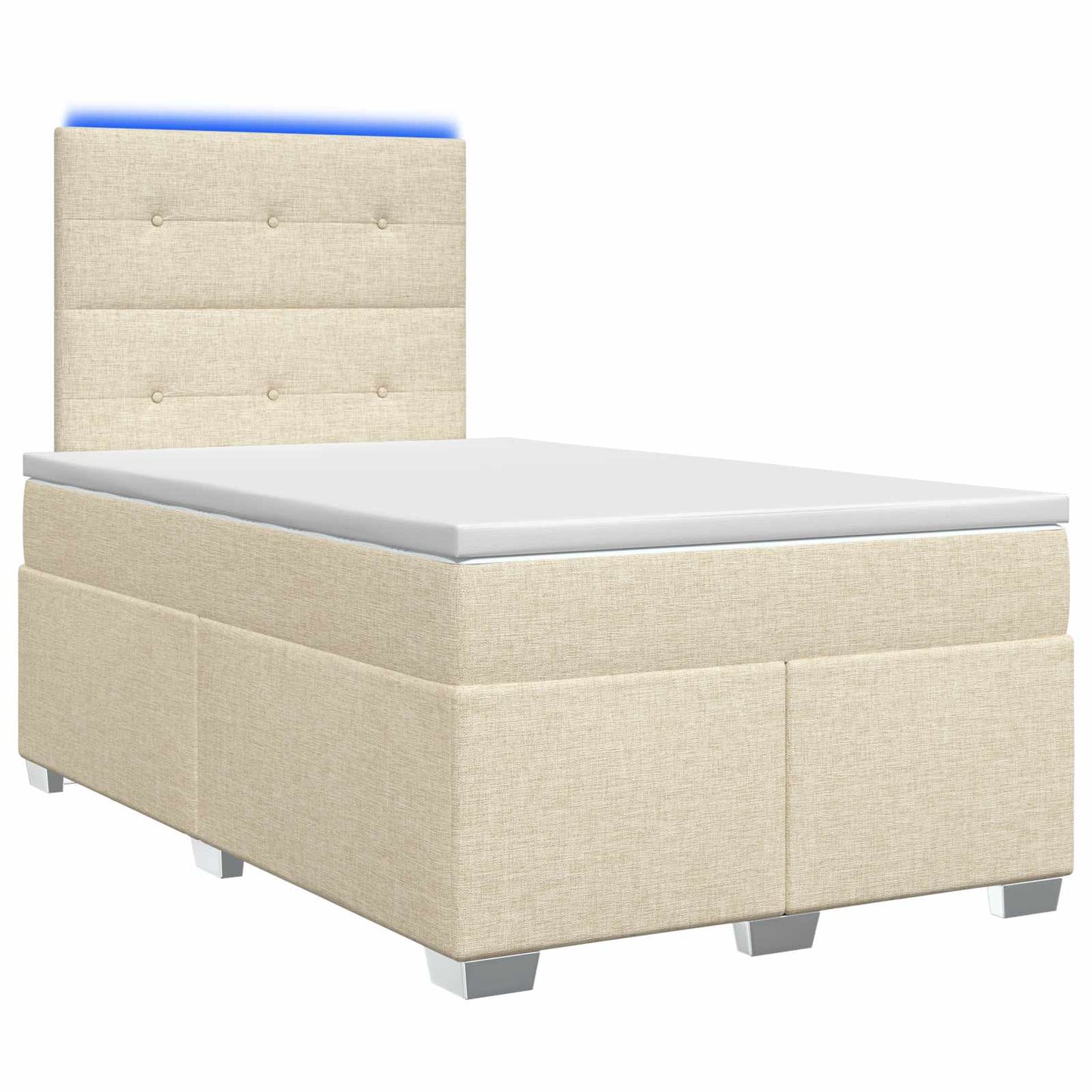 vidaXL Κρεβάτι box spring με στρώμα Κρεμ 120 x 200 cm Ύφασμα