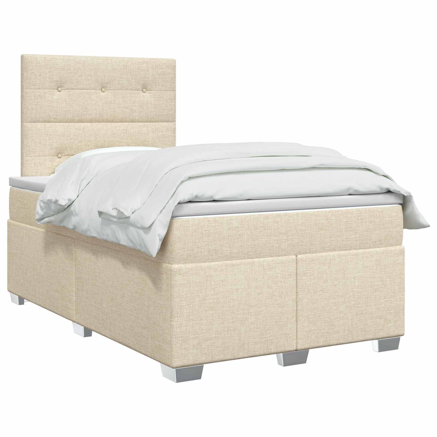 vidaXL Κρεβάτι box spring με στρώμα Κρεμ 120 x 200 cm Ύφασμα