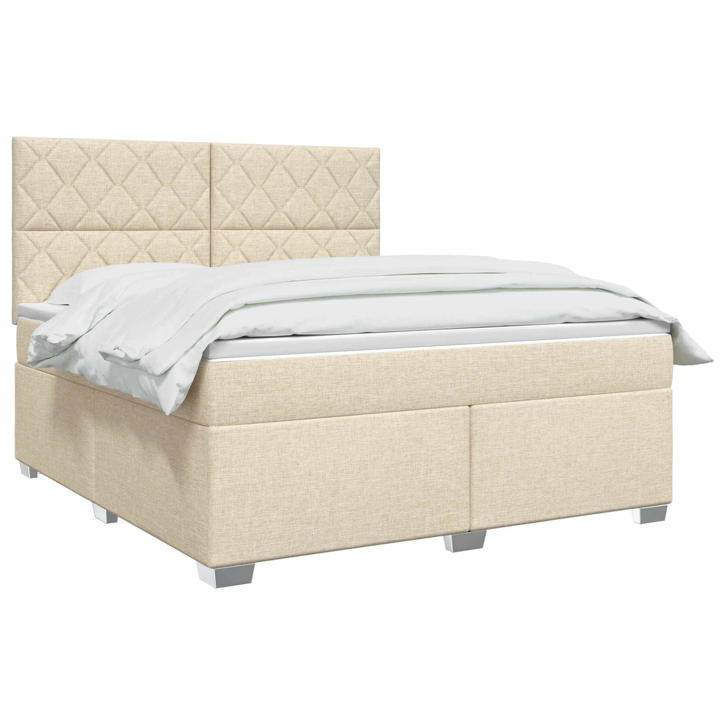 vidaXL Κρεβάτι box spring με στρώμα Κρεμ 140 x 190 cm Ύφασμα