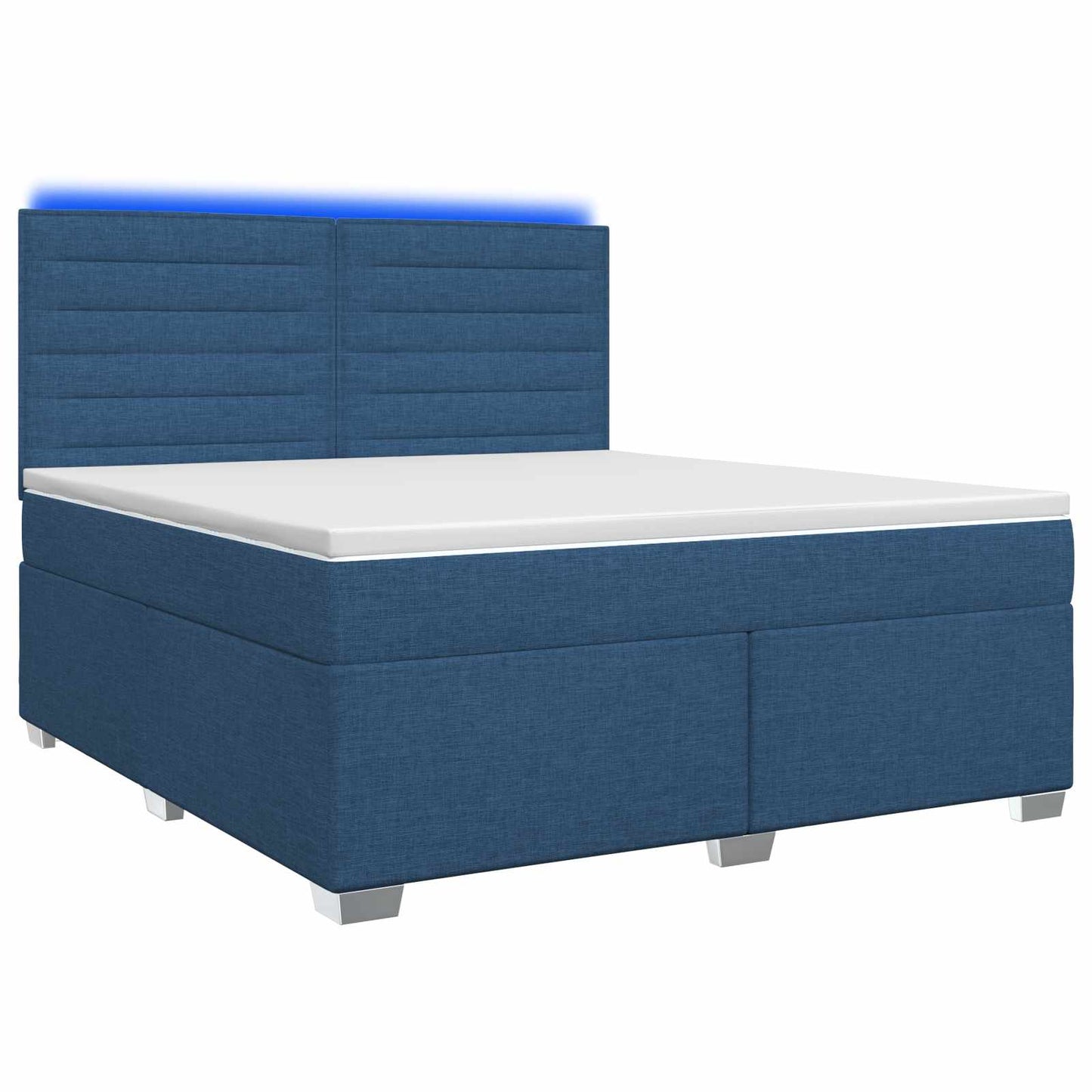 vidaXL Κρεβάτι box spring με στρώμα Μπλε 140 x 200 cm Ύφασμα