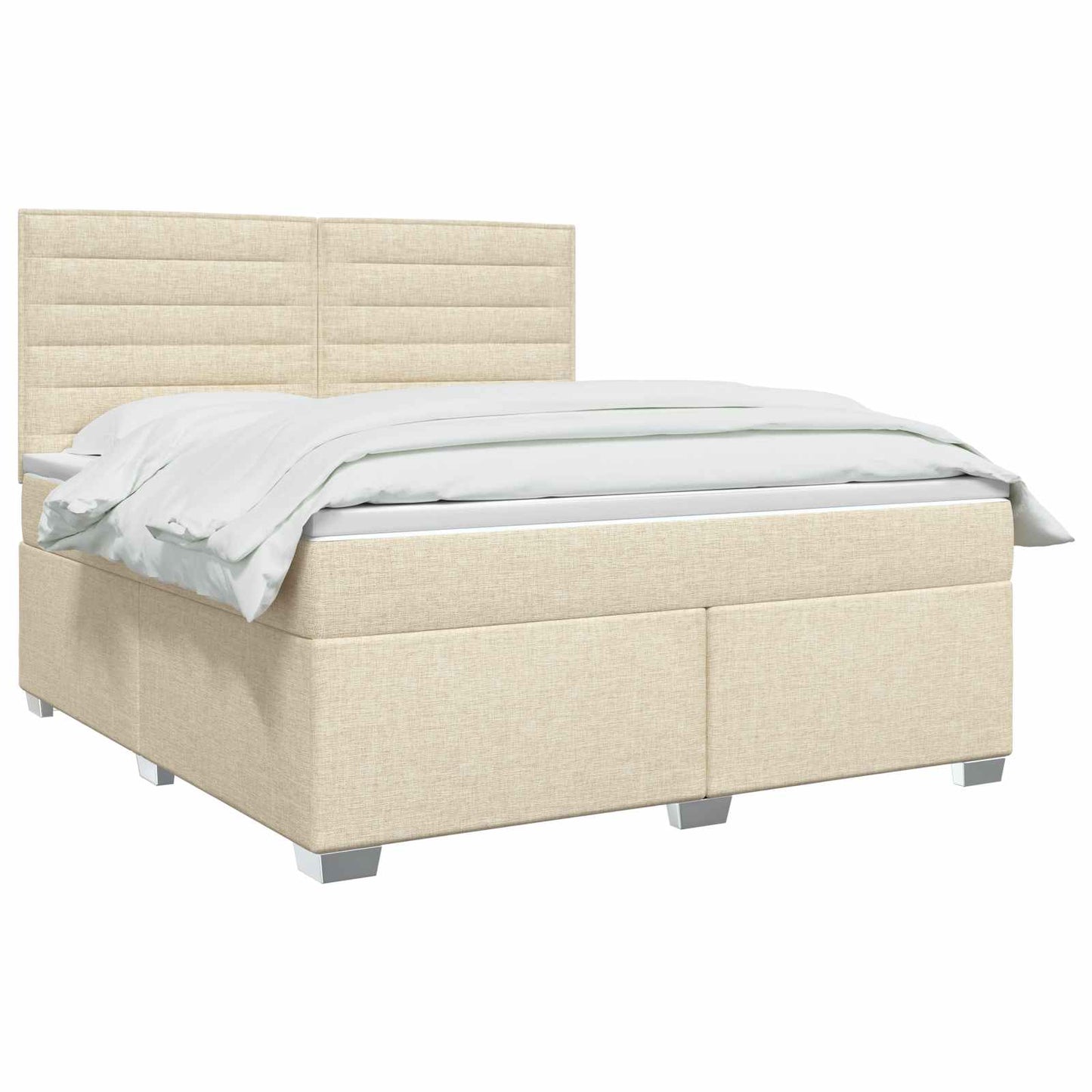 vidaXL Κρεβάτι box spring με στρώμα Κρεμ 160 x 200 cm Ύφασμα