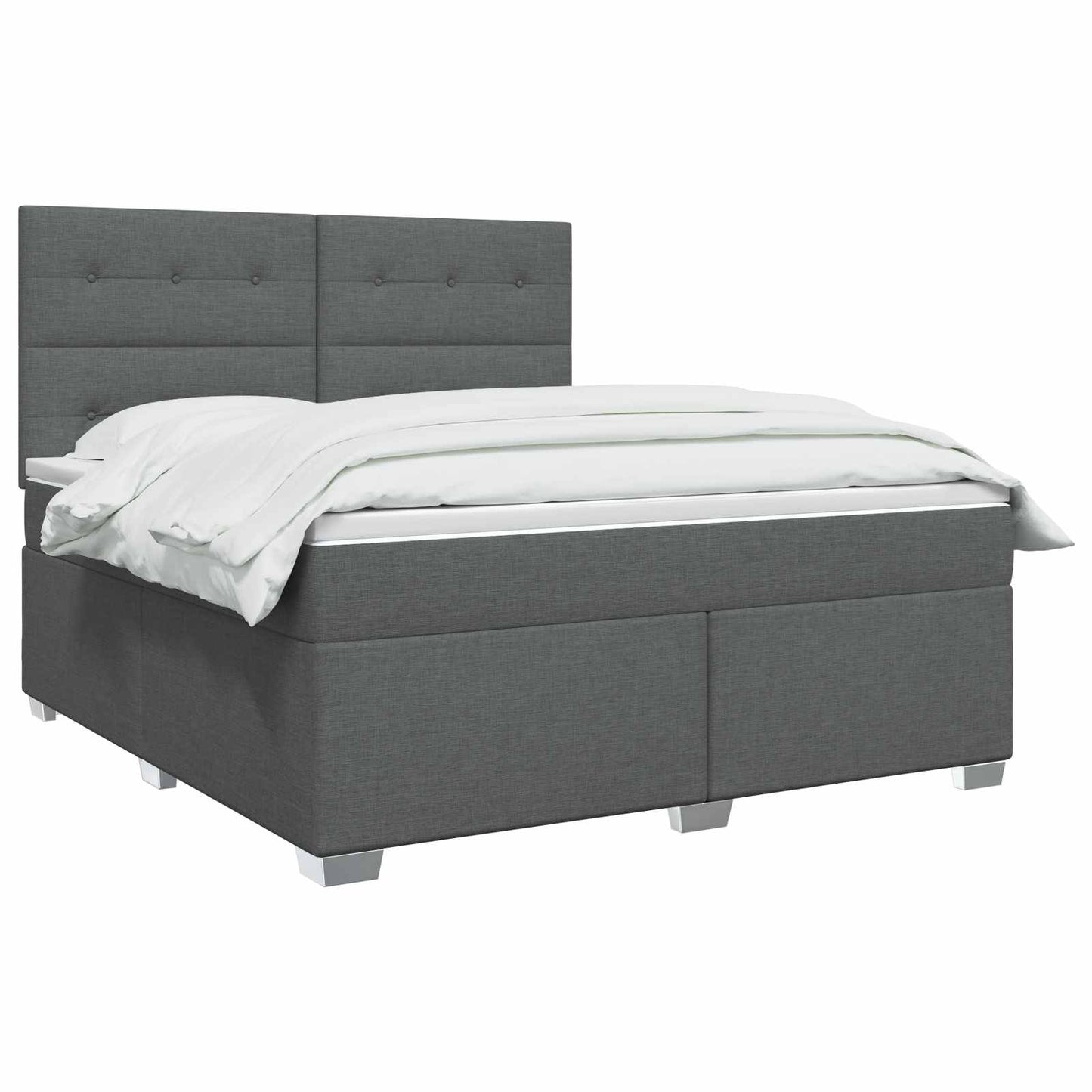 vidaXL Κρεβάτι box spring με στρώμα Σκούρο Γκρι 160 x 200 cm Ύφασμα