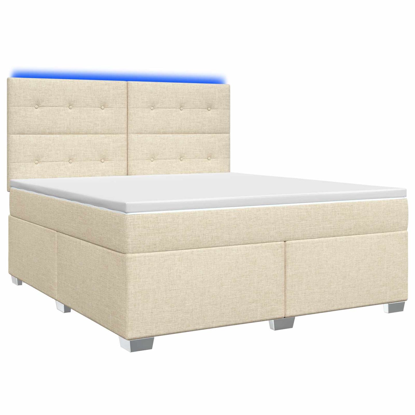 vidaXL Κρεβάτι box spring με στρώμα Κρεμ 160 x 200 cm Ύφασμα