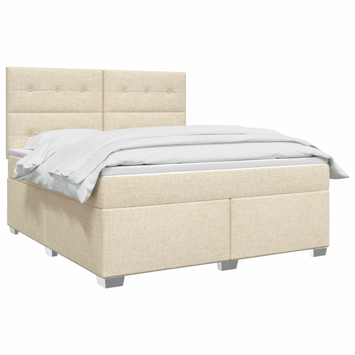 vidaXL Κρεβάτι box spring με στρώμα Κρεμ 160 x 200 cm Ύφασμα