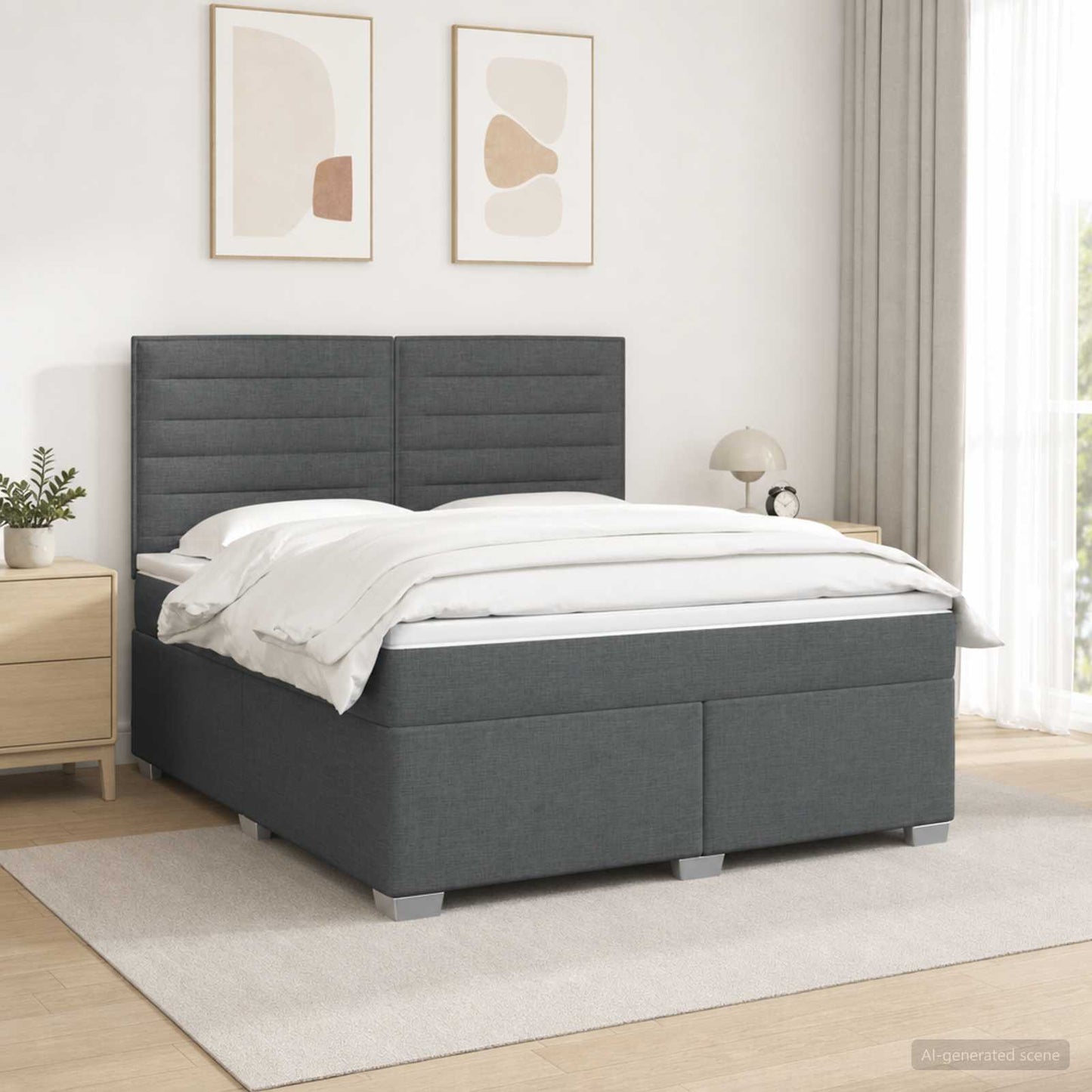 vidaXL Κρεβάτι box spring με στρώμα Σκούρο Γκρι 180 x 200 cm Ύφασμα