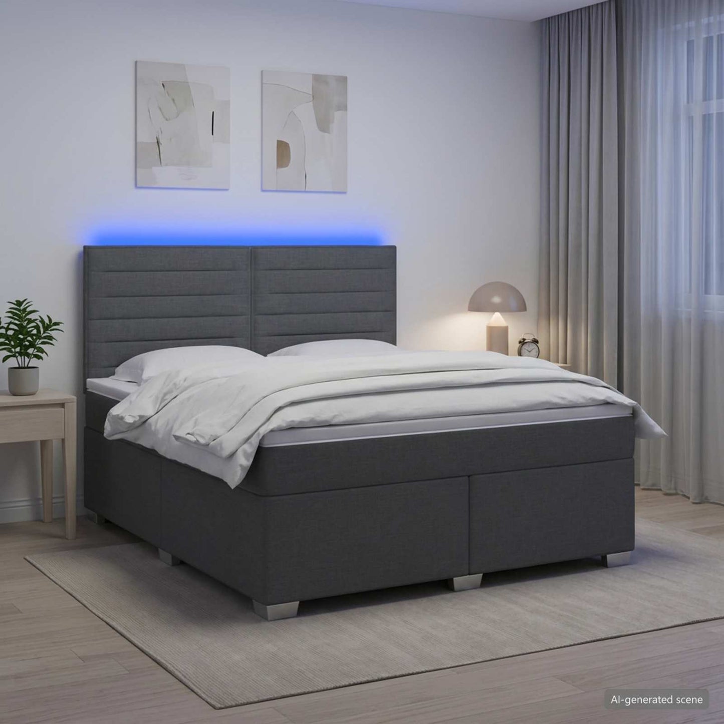 vidaXL Κρεβάτι box spring με στρώμα Σκούρο Γκρι 180 x 200 cm Ύφασμα