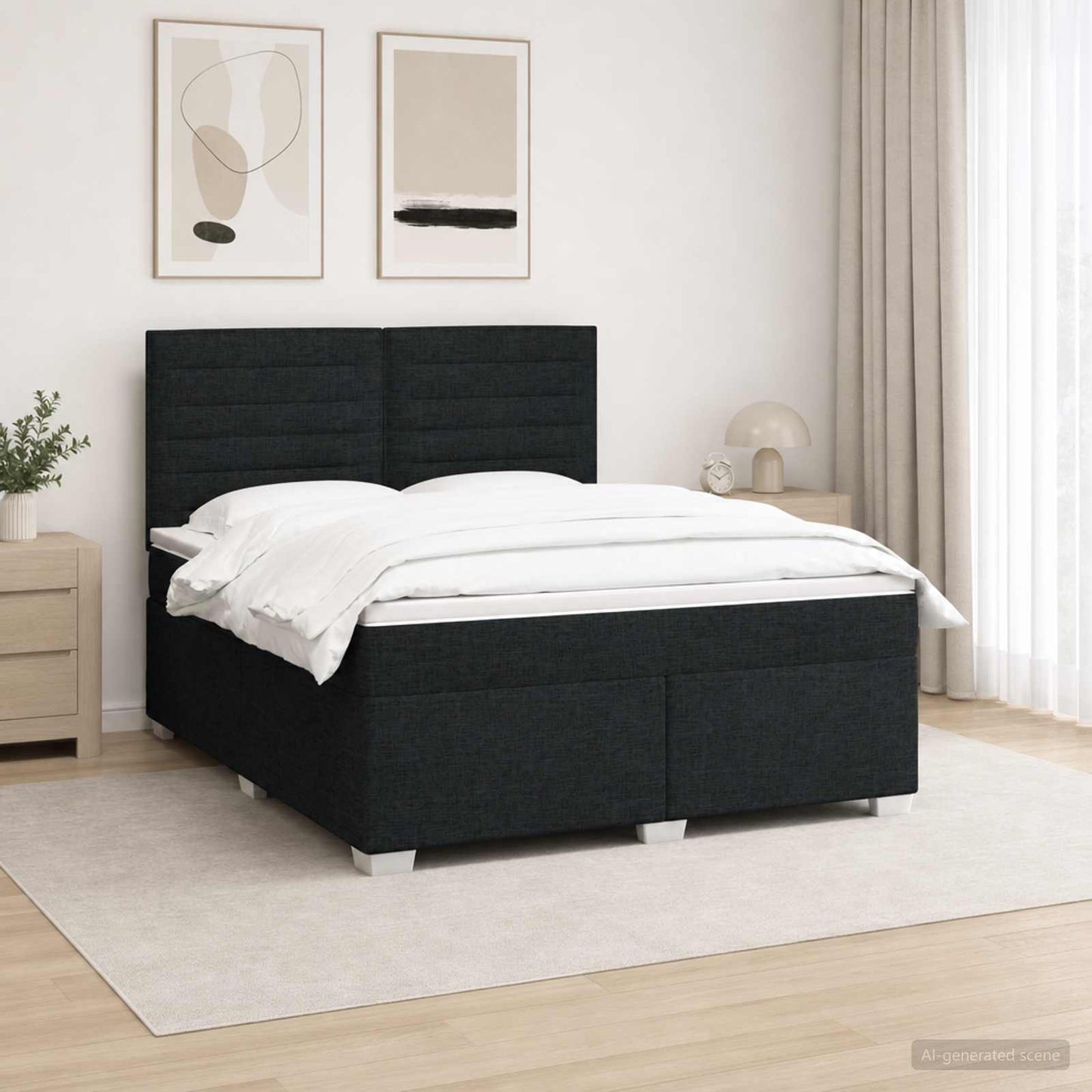 vidaXL Κρεβάτι box spring με στρώμα Μαύρο 140 x 200 cm Ύφασμα