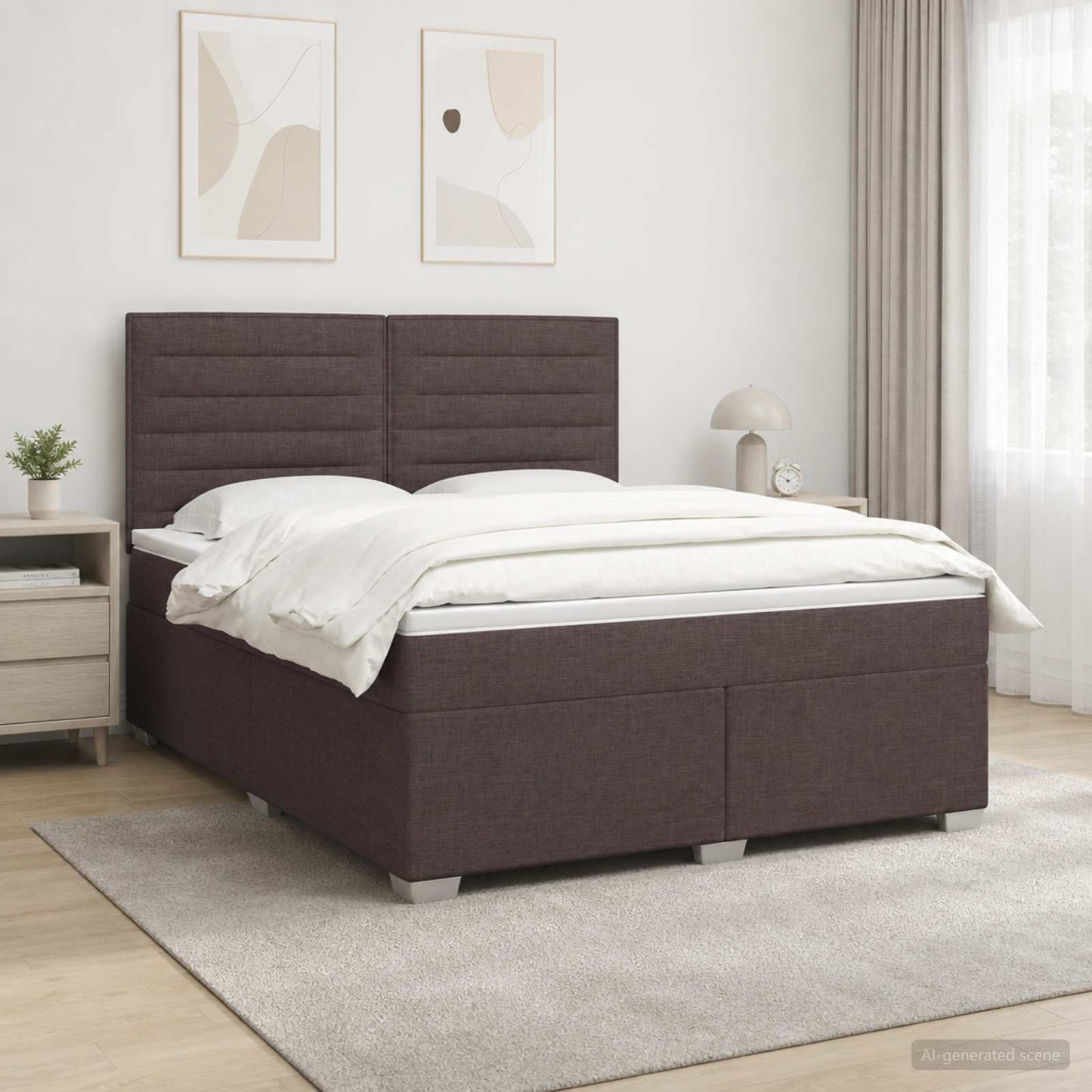 vidaXL Κρεβάτι box spring με στρώμα Σκούρο Καφέ 160 x 200 cm Ύφασμα
