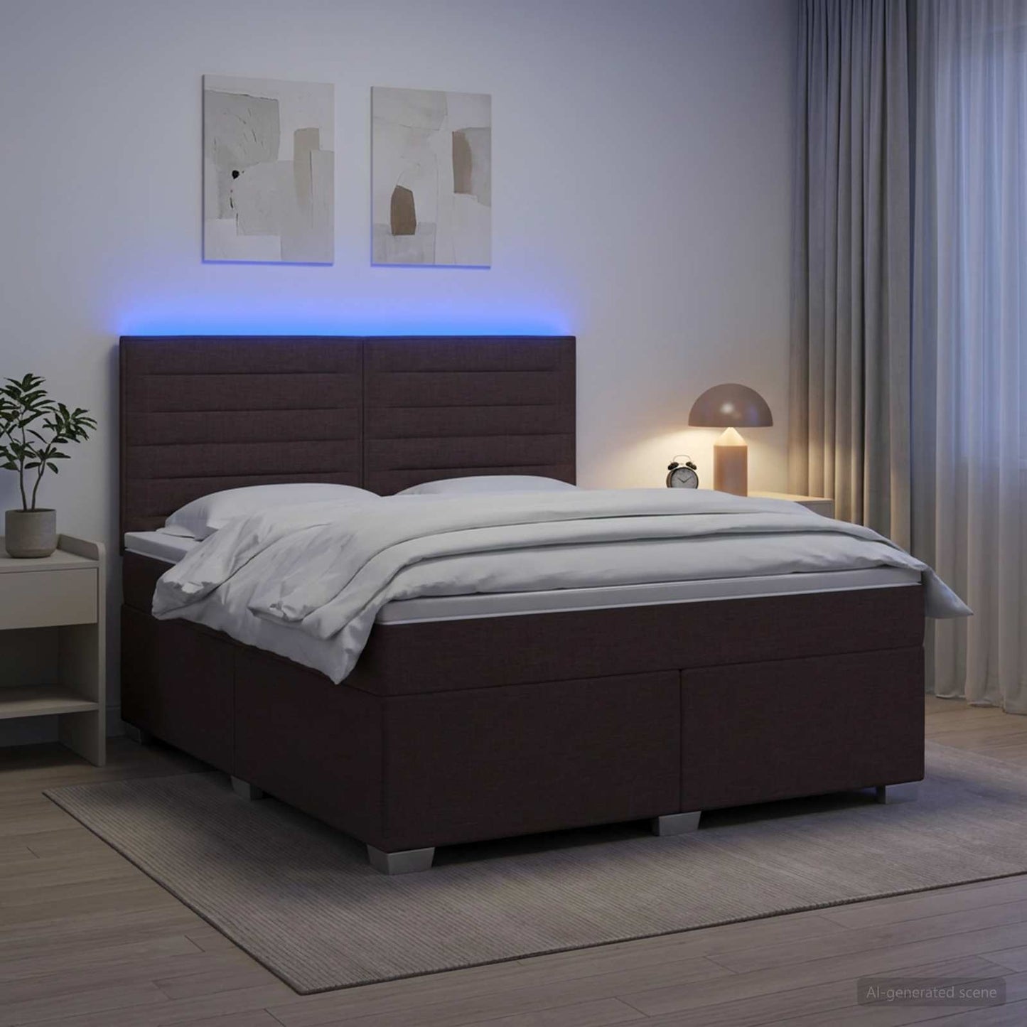 vidaXL Κρεβάτι box spring με στρώμα Σκούρο Καφέ 180 x 200 cm Ύφασμα