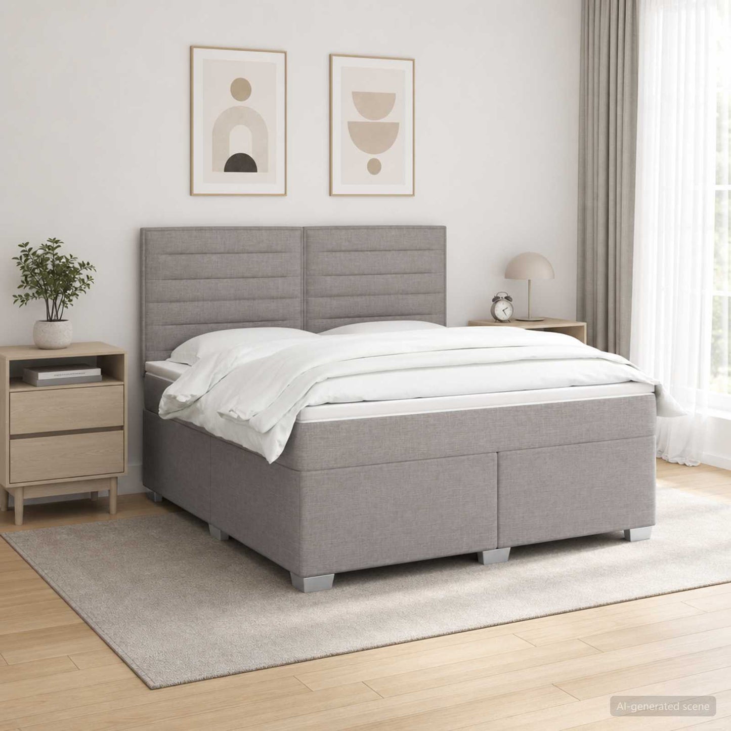 vidaXL Κρεβάτι box spring με στρώμα Taupe 180 x 200 cm Ύφασμα