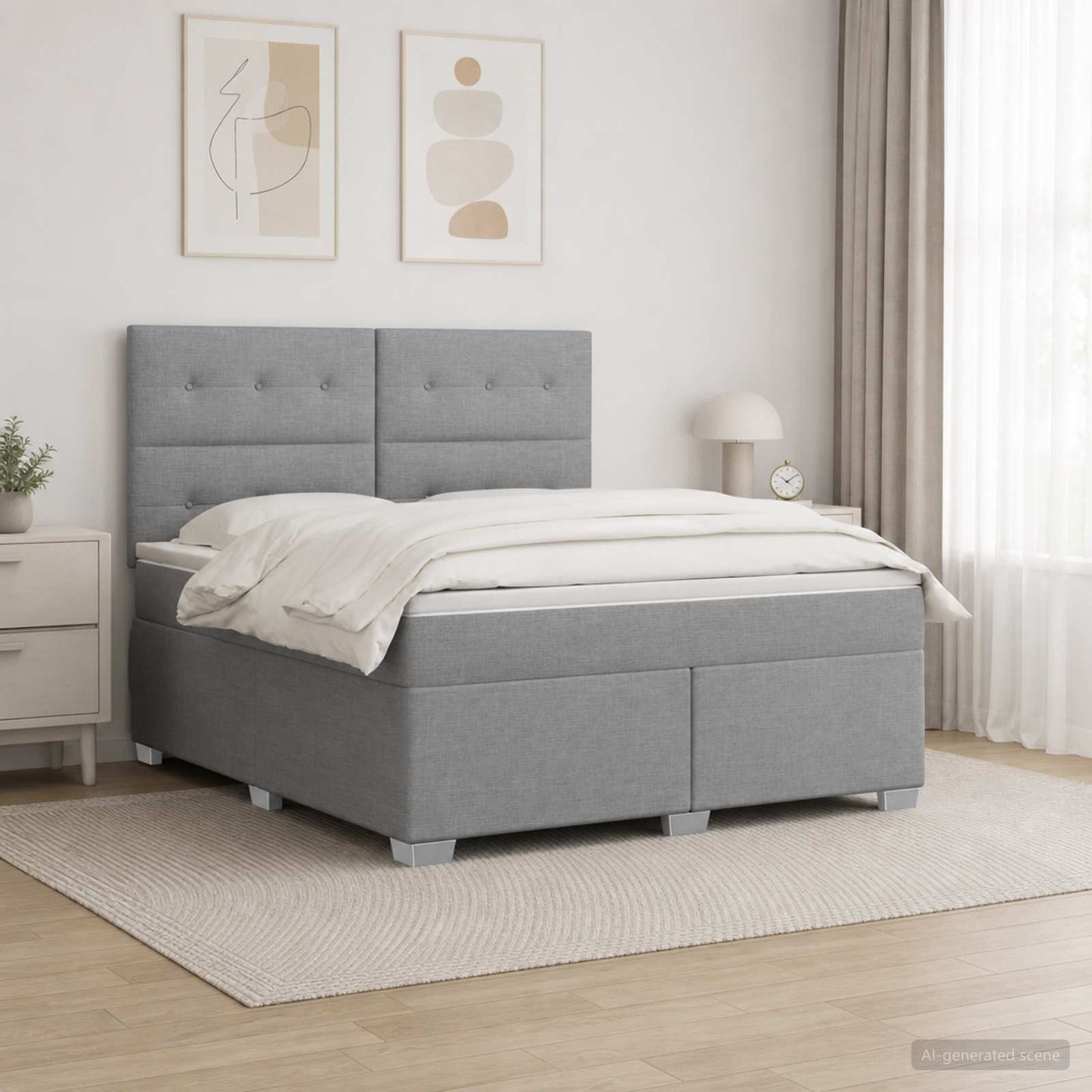vidaXL Κρεβάτι box spring με στρώμα Ανοιχτό γκρι 140 x 190 cm Ύφασμα