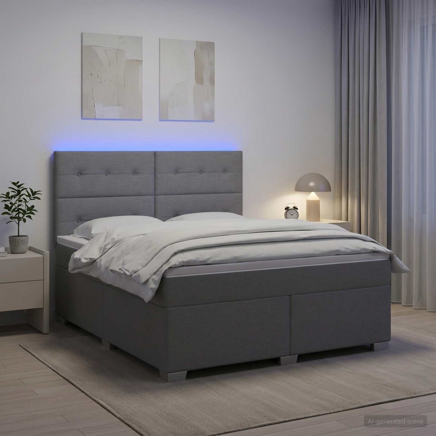 vidaXL Κρεβάτι box spring με στρώμα Ανοιχτό γκρι 180 x 200 cm Ύφασμα