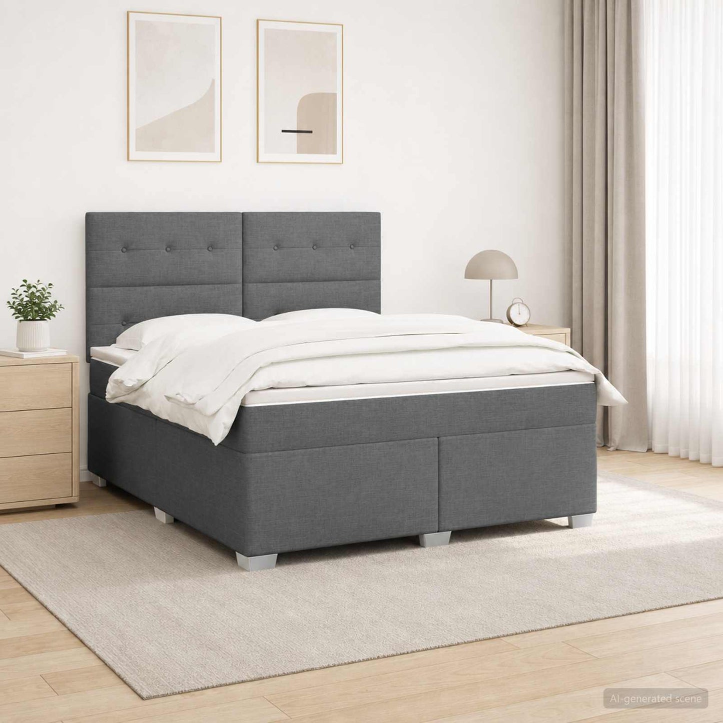 vidaXL Κρεβάτι box spring με στρώμα Σκούρο Γκρι 160 x 200 cm Ύφασμα