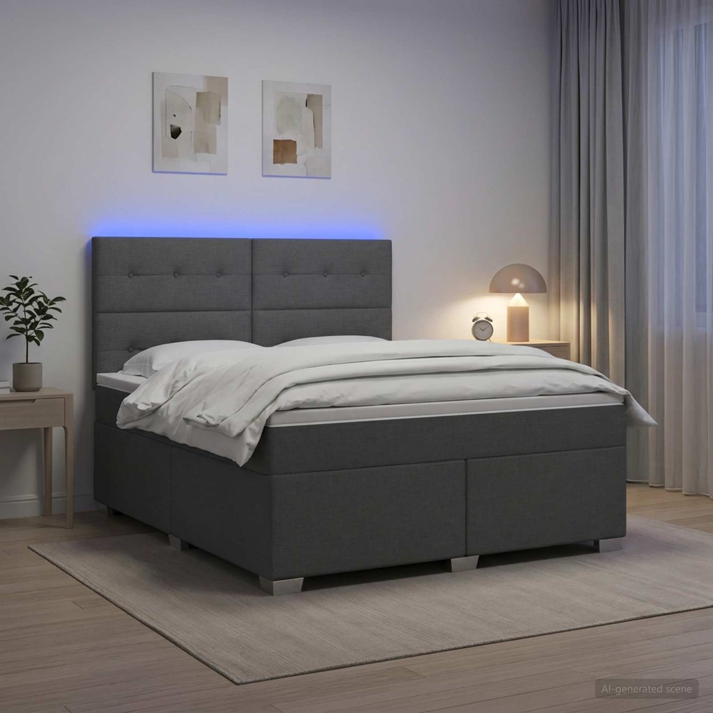 vidaXL Κρεβάτι box spring με στρώμα Σκούρο Γκρι 160 x 200 cm Ύφασμα