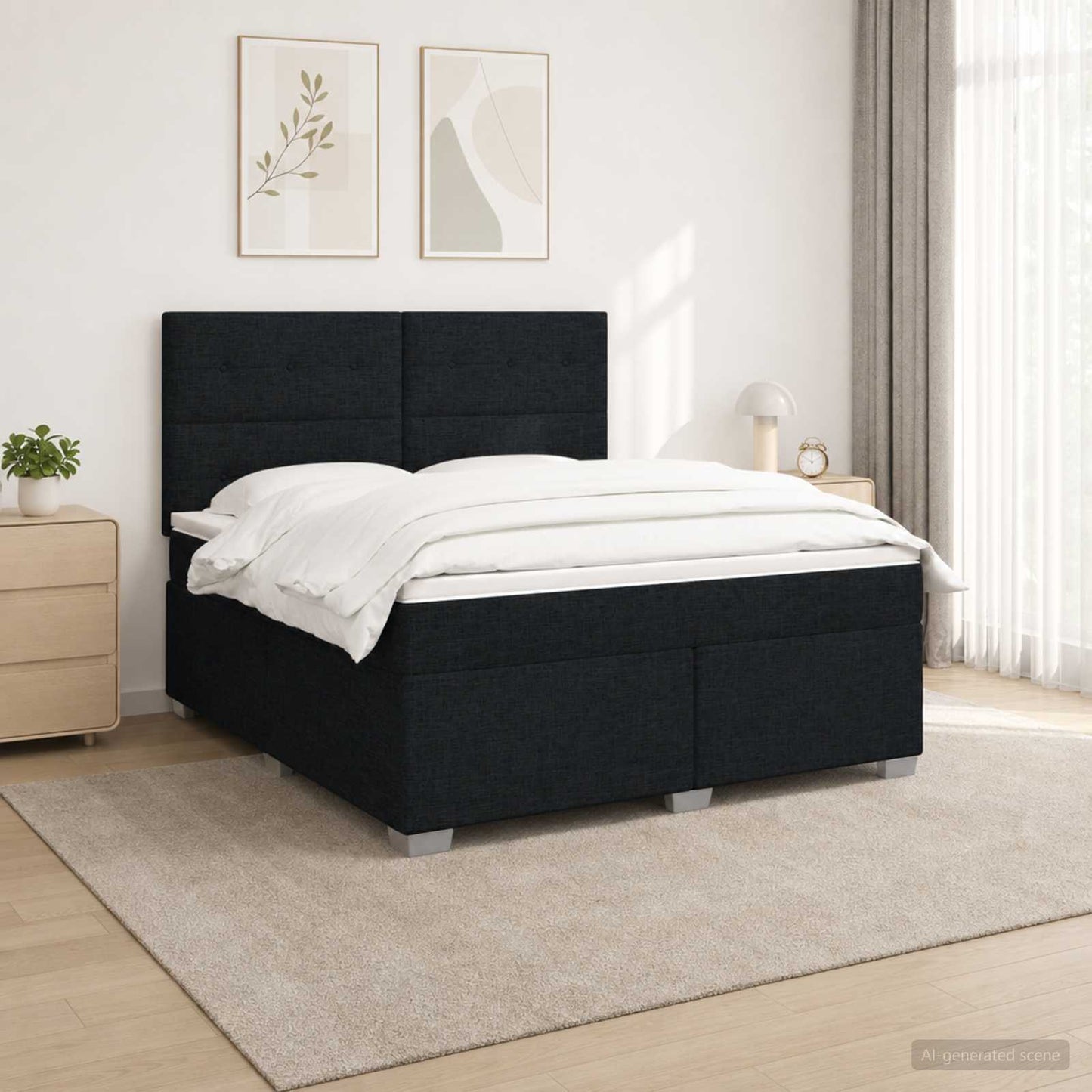vidaXL Κρεβάτι box spring με στρώμα Μαύρο 160 x 200 cm Ύφασμα