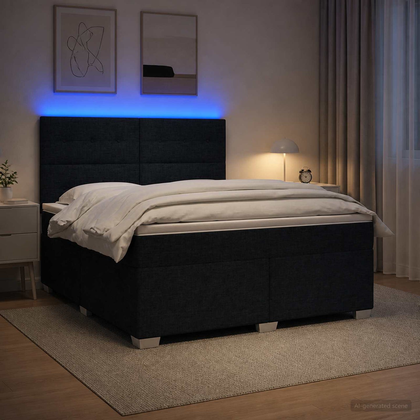 vidaXL Κρεβάτι box spring με στρώμα Μαύρο 180 x 200 cm Ύφασμα