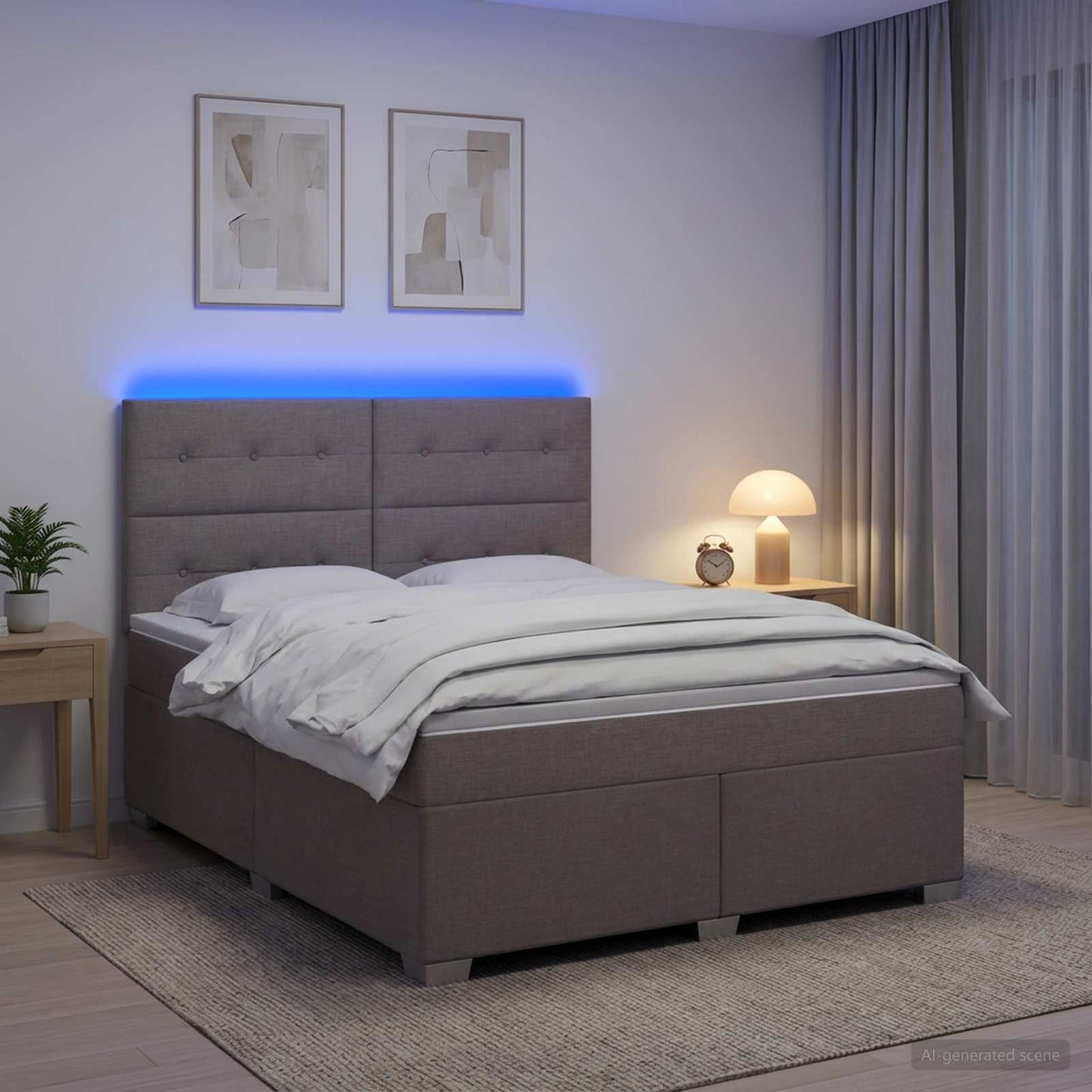vidaXL Κρεβάτι box spring με στρώμα Taupe 140 x 200 cm Ύφασμα