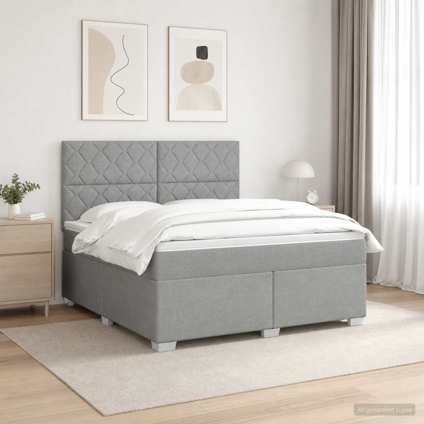 vidaXL Κρεβάτι box spring με στρώμα Ανοιχτό γκρι 160 x 200 cm Ύφασμα