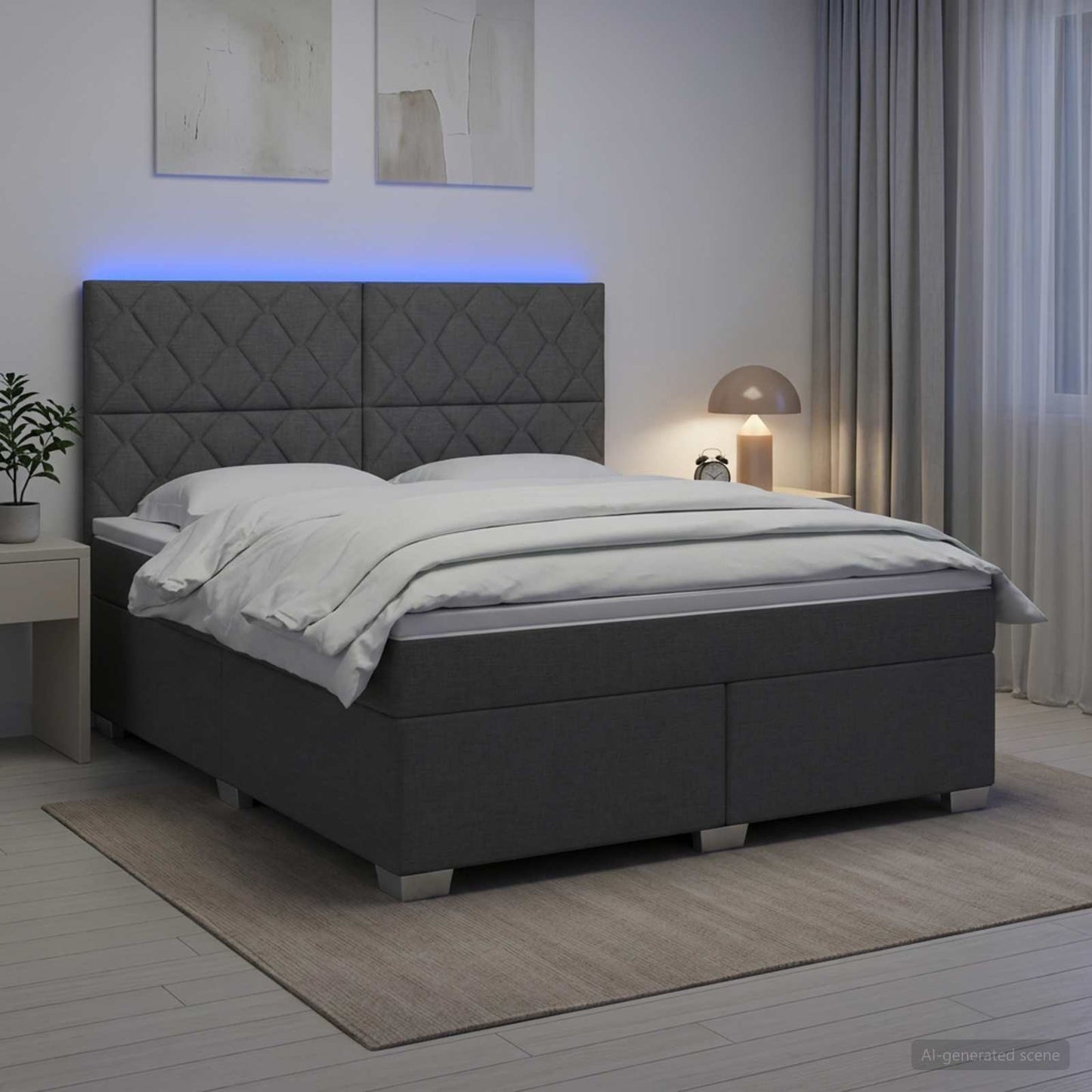 vidaXL Κρεβάτι box spring με στρώμα Σκούρο Γκρι 180 x 200 cm Ύφασμα